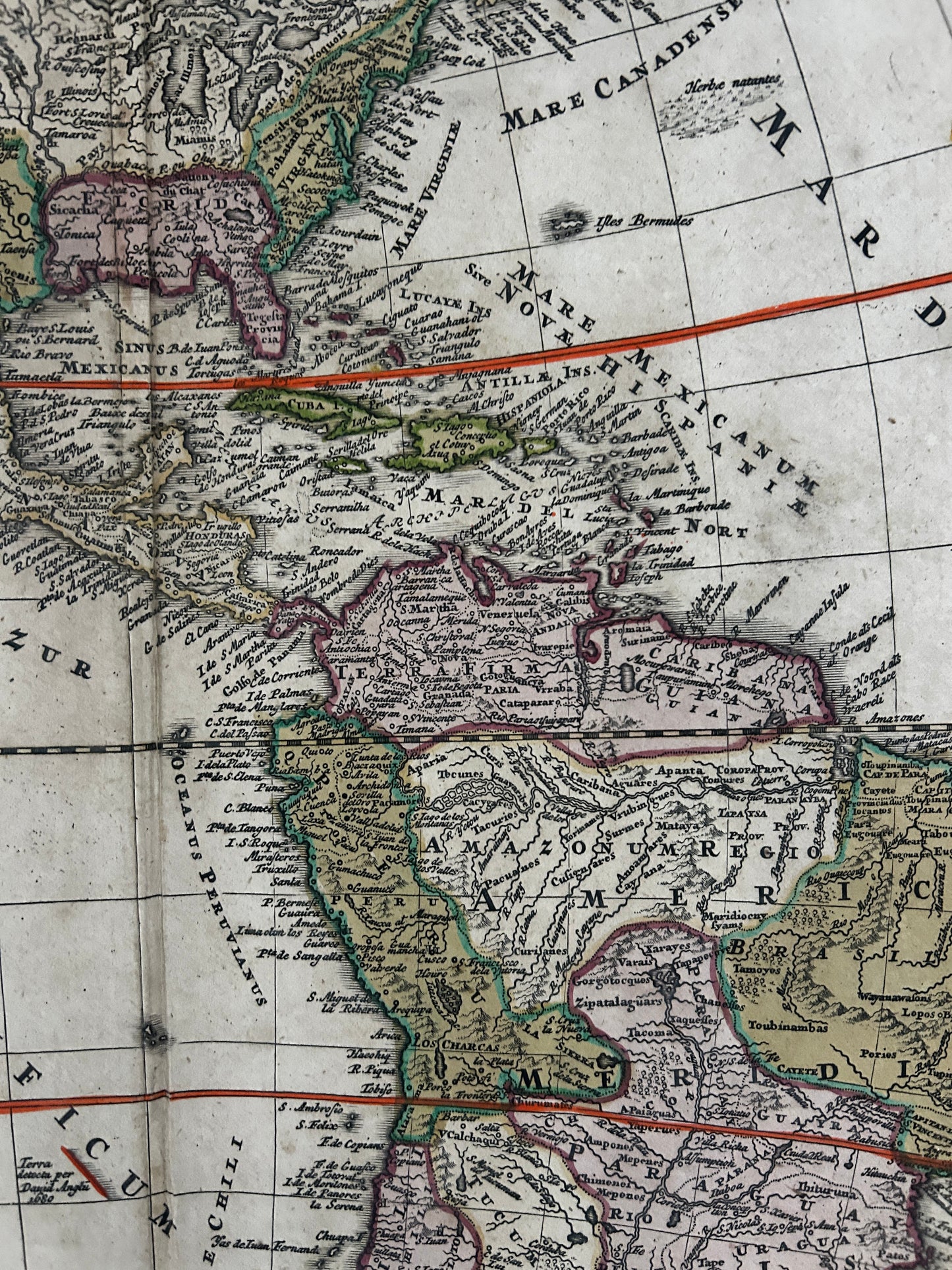 1716 HOMANN MAP of AMERICA - HAND COLOURED
