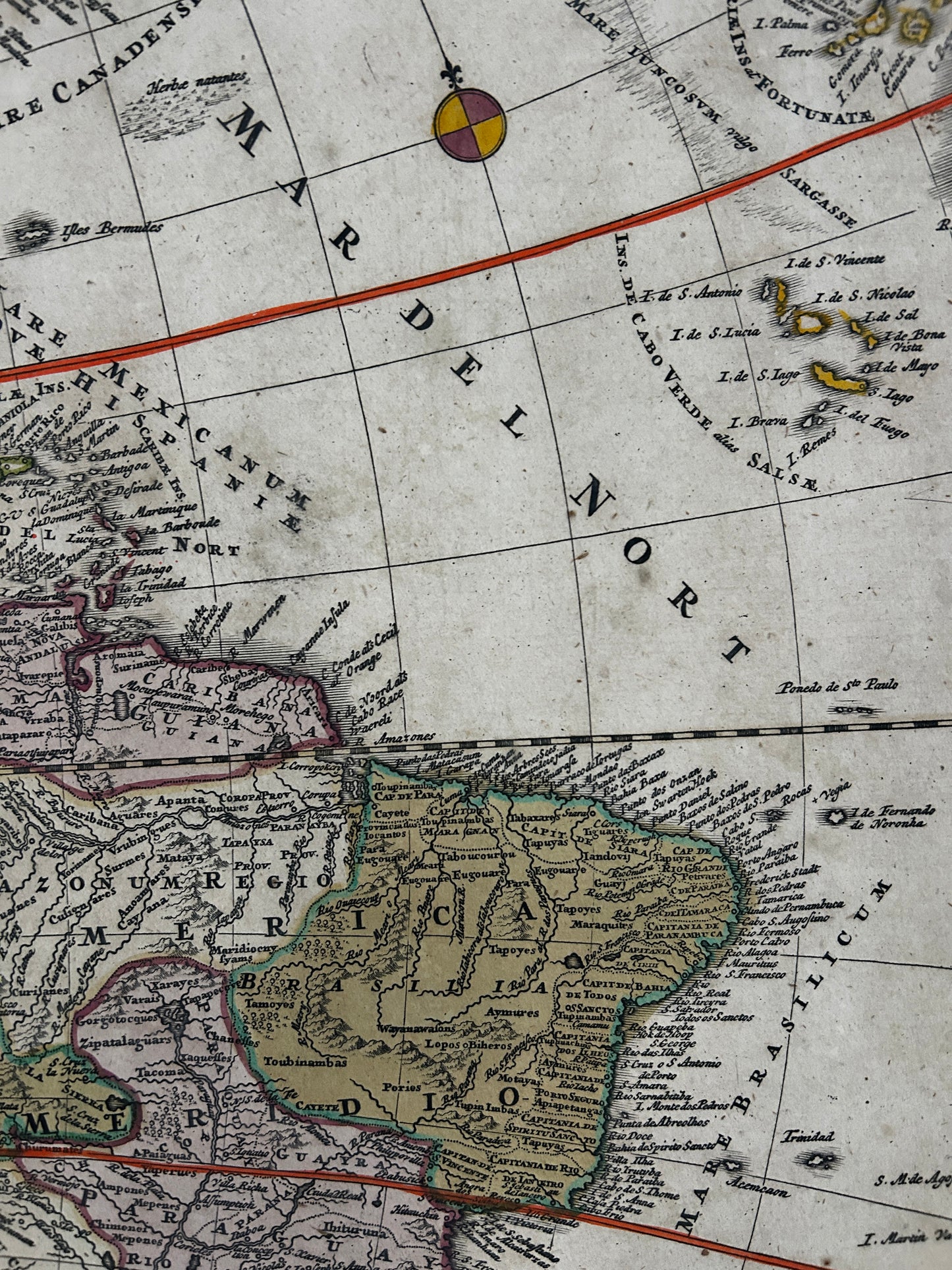 1716 HOMANN MAP of AMERICA - HAND COLOURED
