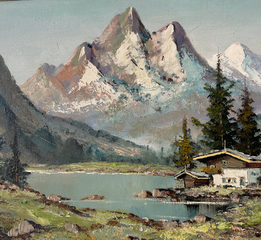 Frans Hoos Dutch 1884-1996 Swiss Alpine Chalet Scene