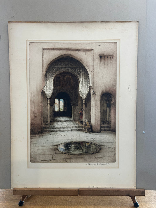 Henry Charles Brewer (1866–1950) Siogned hand Coloured Etching