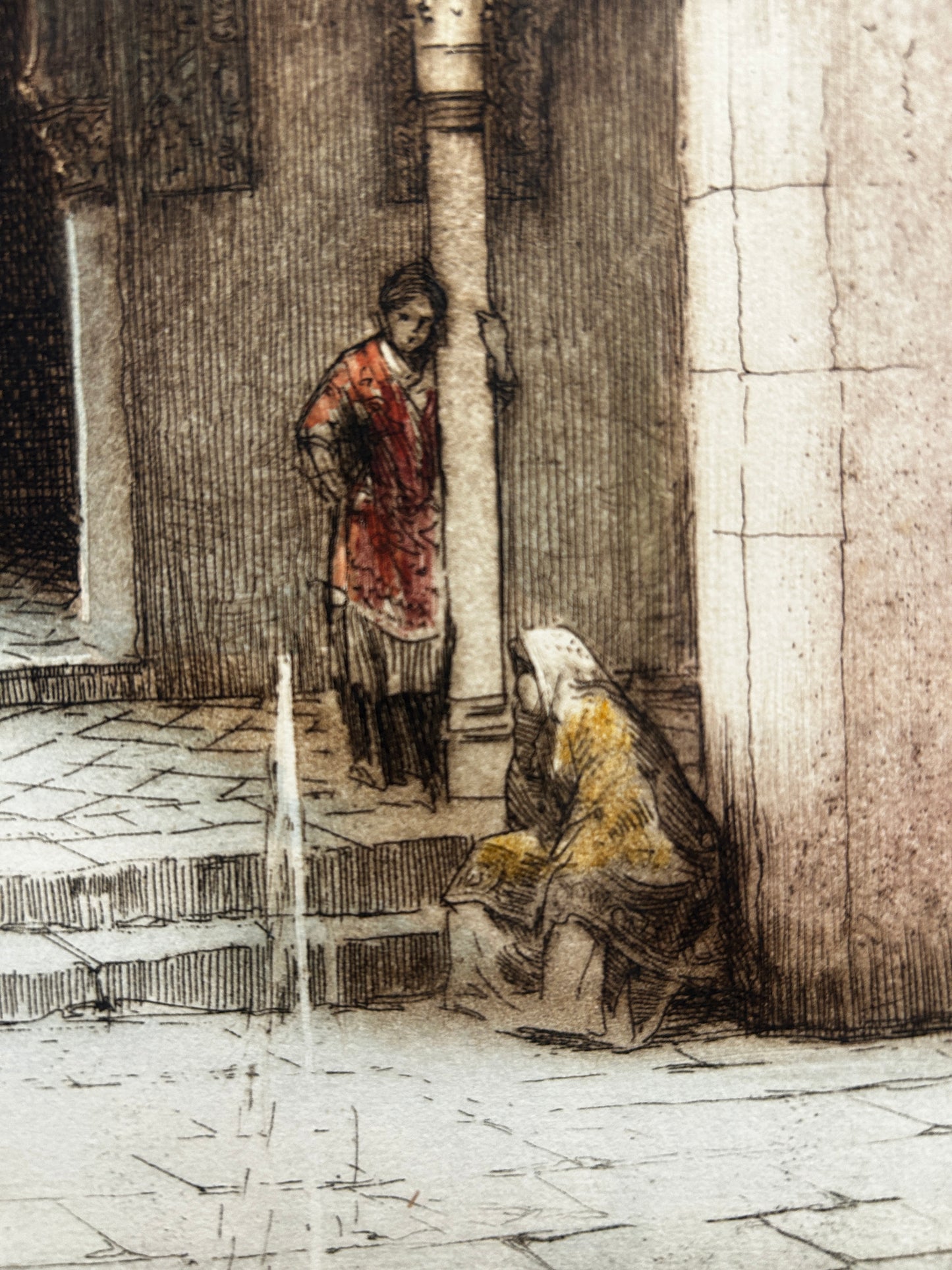 Henry Charles Brewer (1866–1950) Siogned hand Coloured Etching