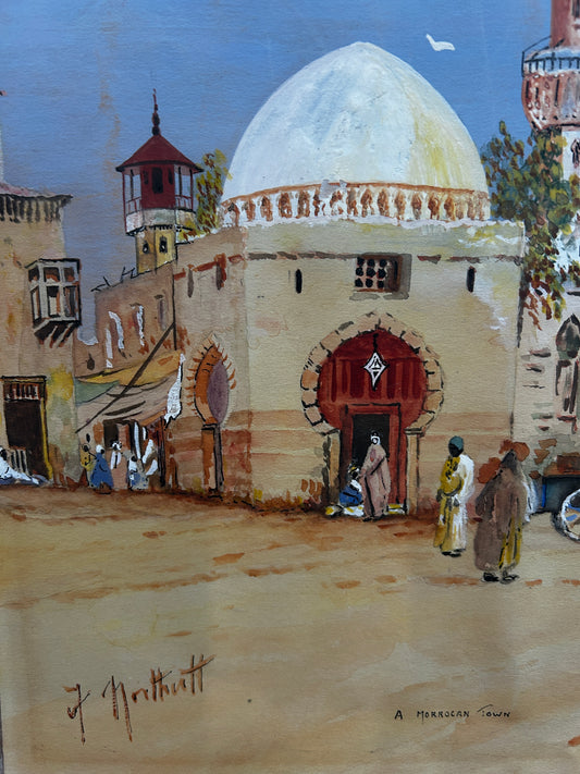 A Morrocan Twon Original Watercolour Signed 1960's