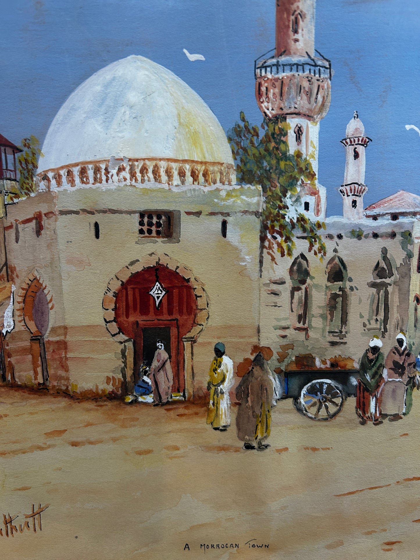 A Morrocan Twon Original Watercolour Signed 1960's