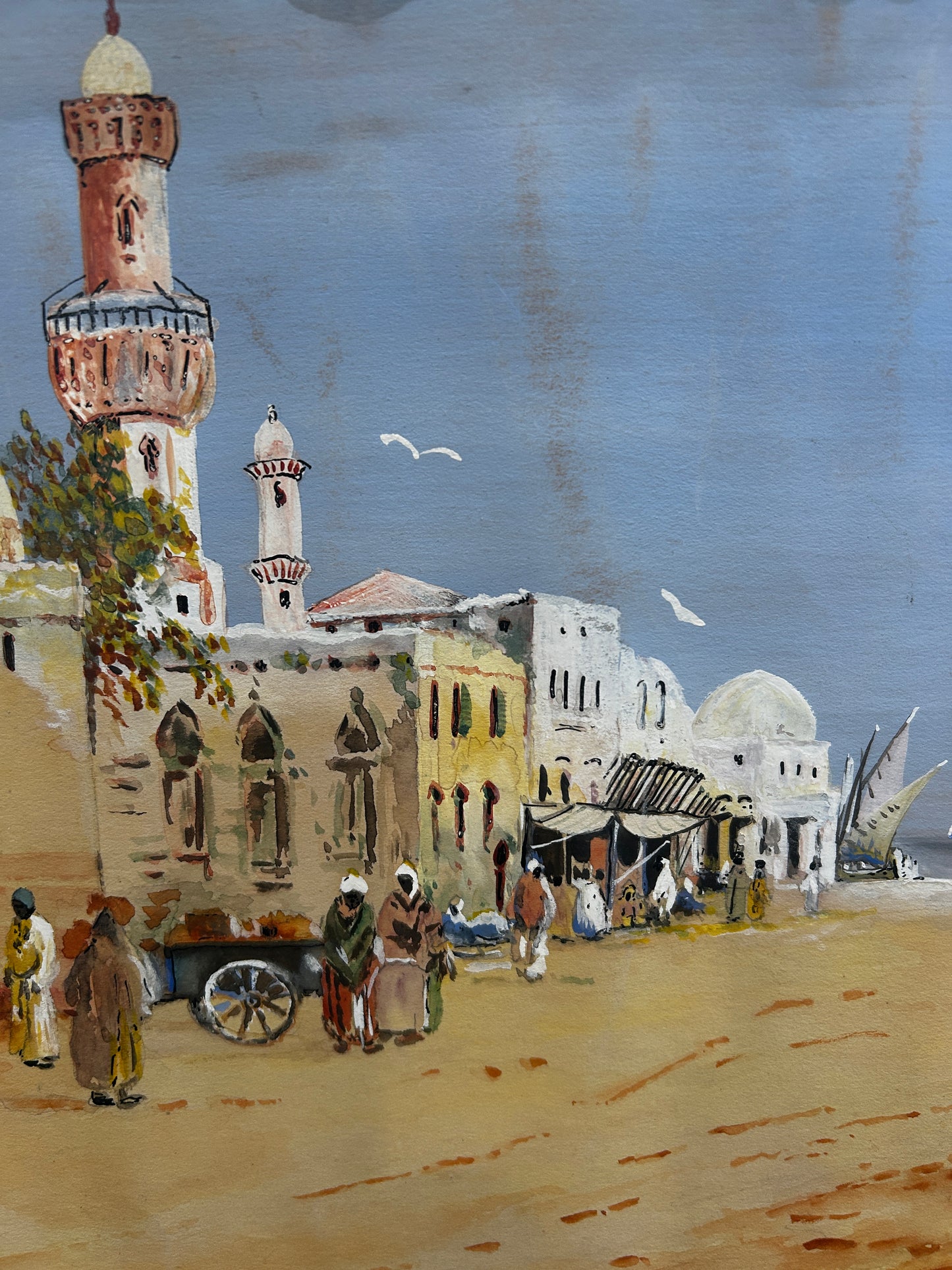 A Morrocan Twon Original Watercolour Signed 1960's