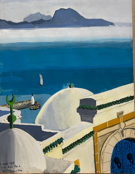 Paul Manusso Original Signed and dated 1973 of Sidi boy Said, Tunisia