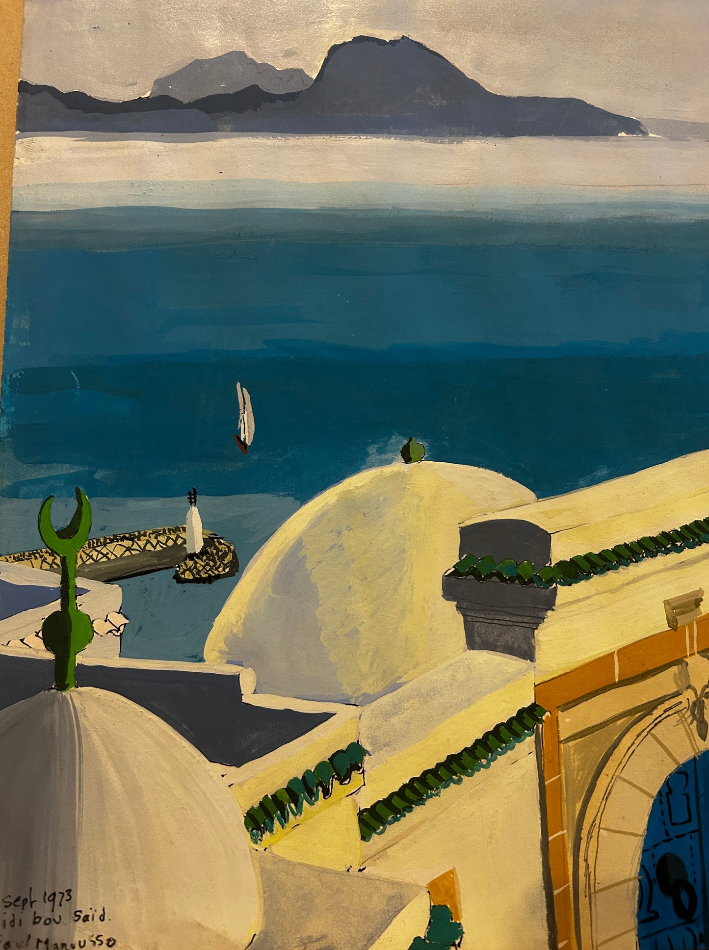 Paul Manusso Original Signed and dated 1973 of Sidi boy Said, Tunisia