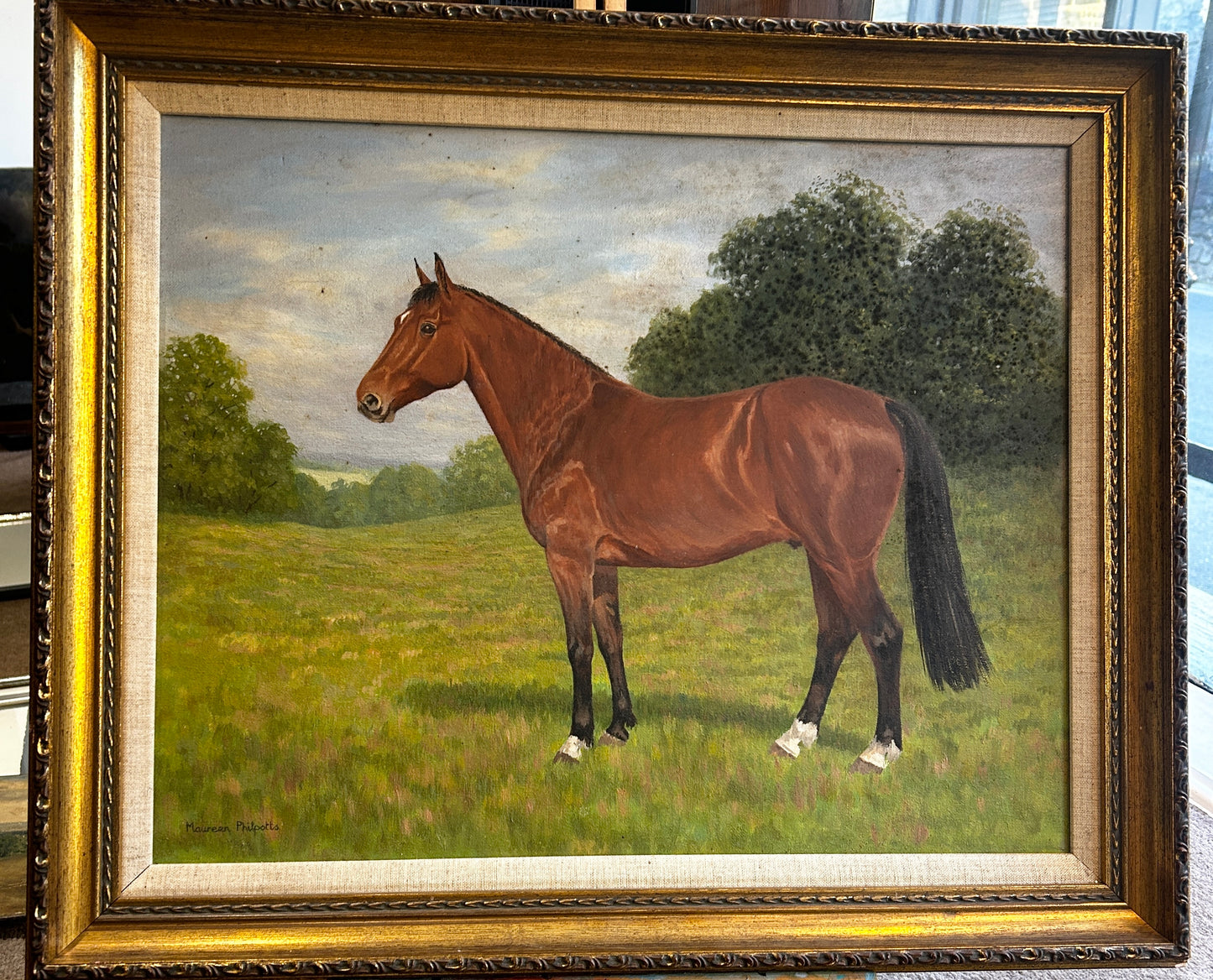 Mid Century Horse Portriat in Original Mod Brit Frame