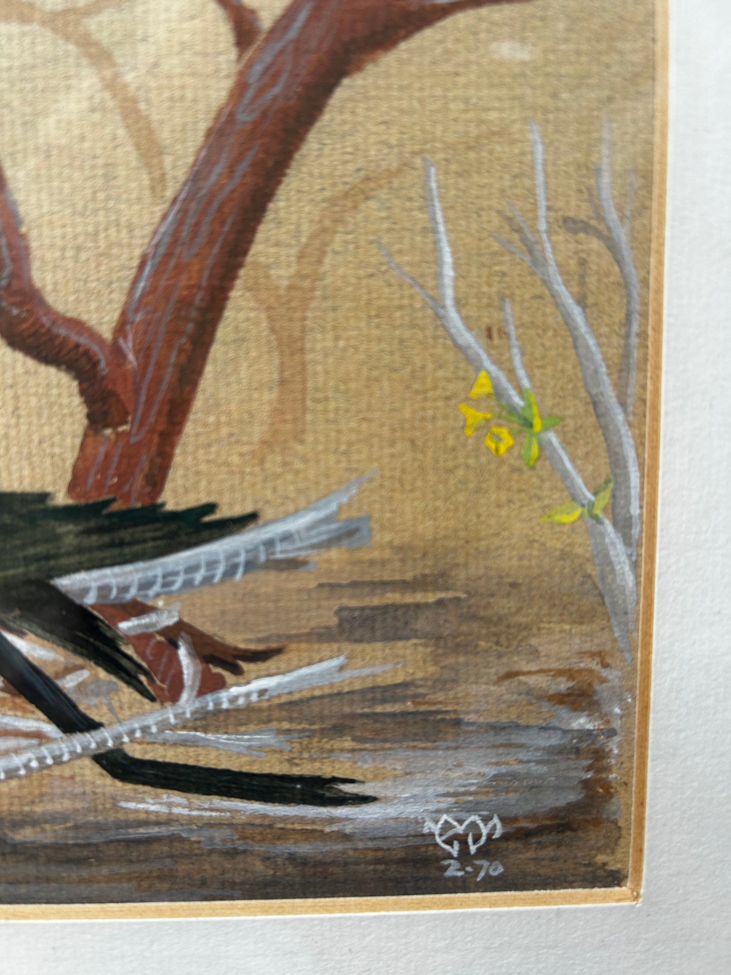 Nesting Seabird Watercolour 1970's