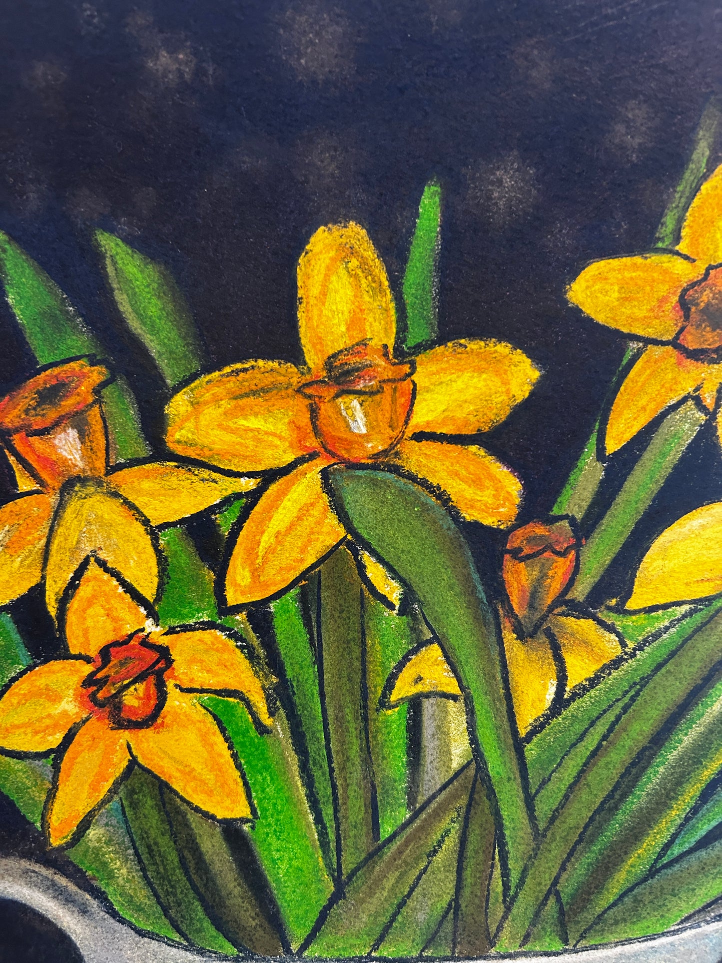 Mid Century Jug of Daffodils Signed