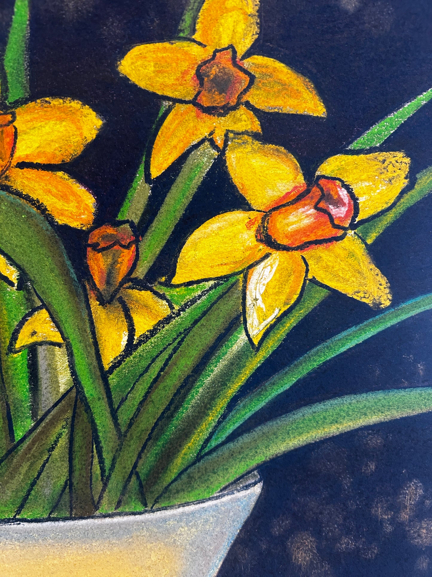 Mid Century Jug of Daffodils Signed