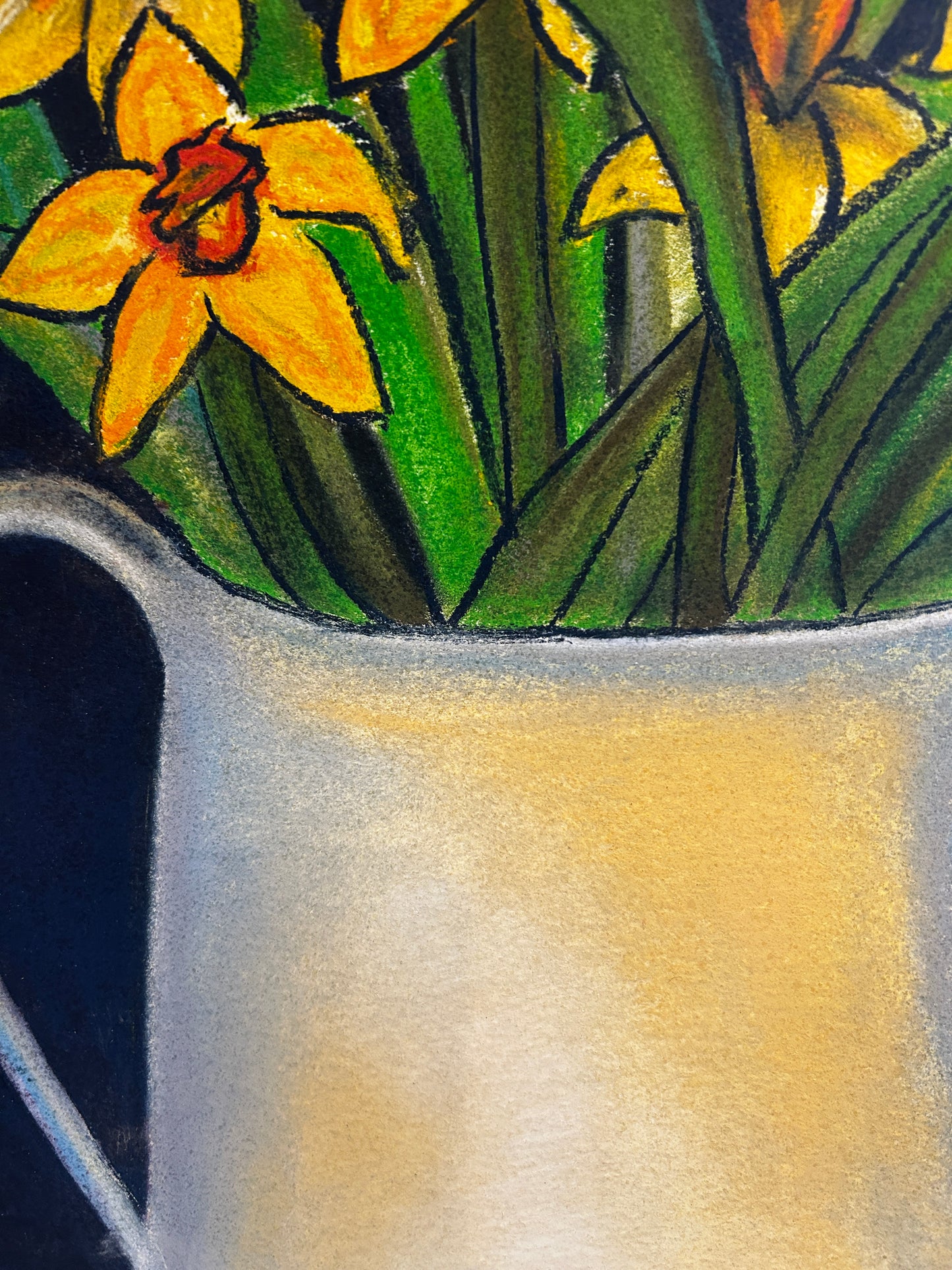 Mid Century Jug of Daffodils Signed