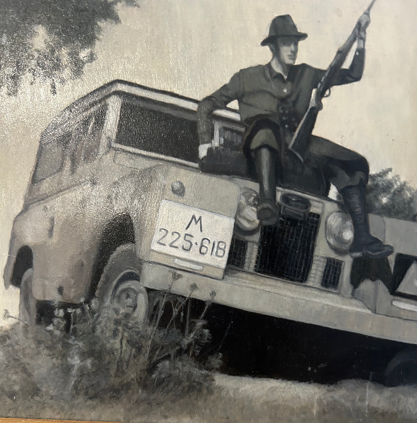 1940's Vintage Land Rover Tactical Small Oil on Board