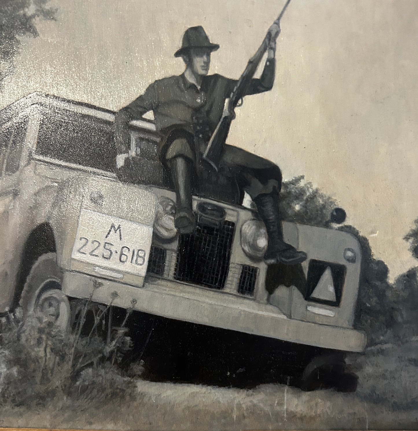 1940's Vintage Land Rover Tactical Small Oil on Board