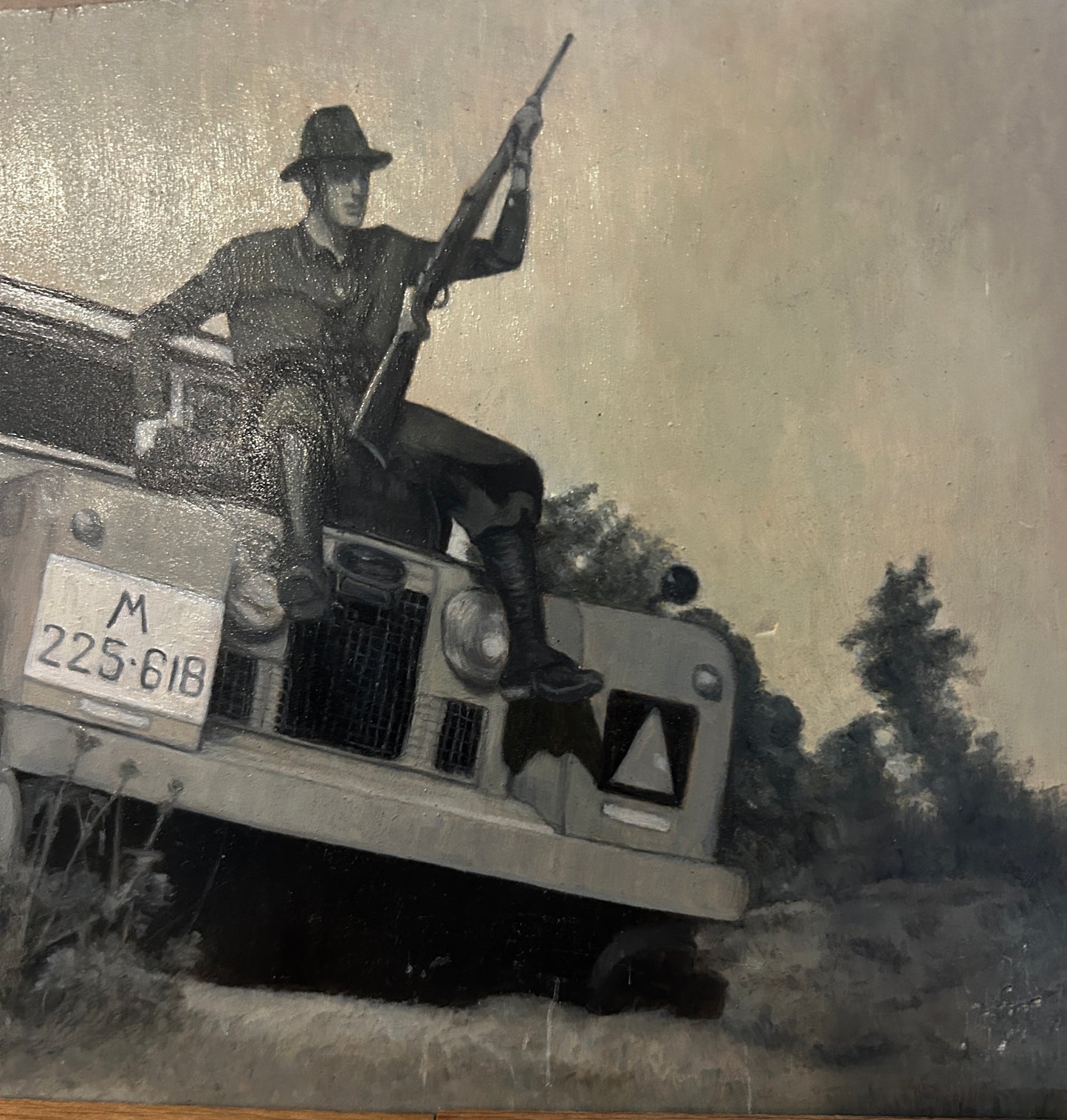 1940's Vintage Land Rover Tactical Small Oil on Board