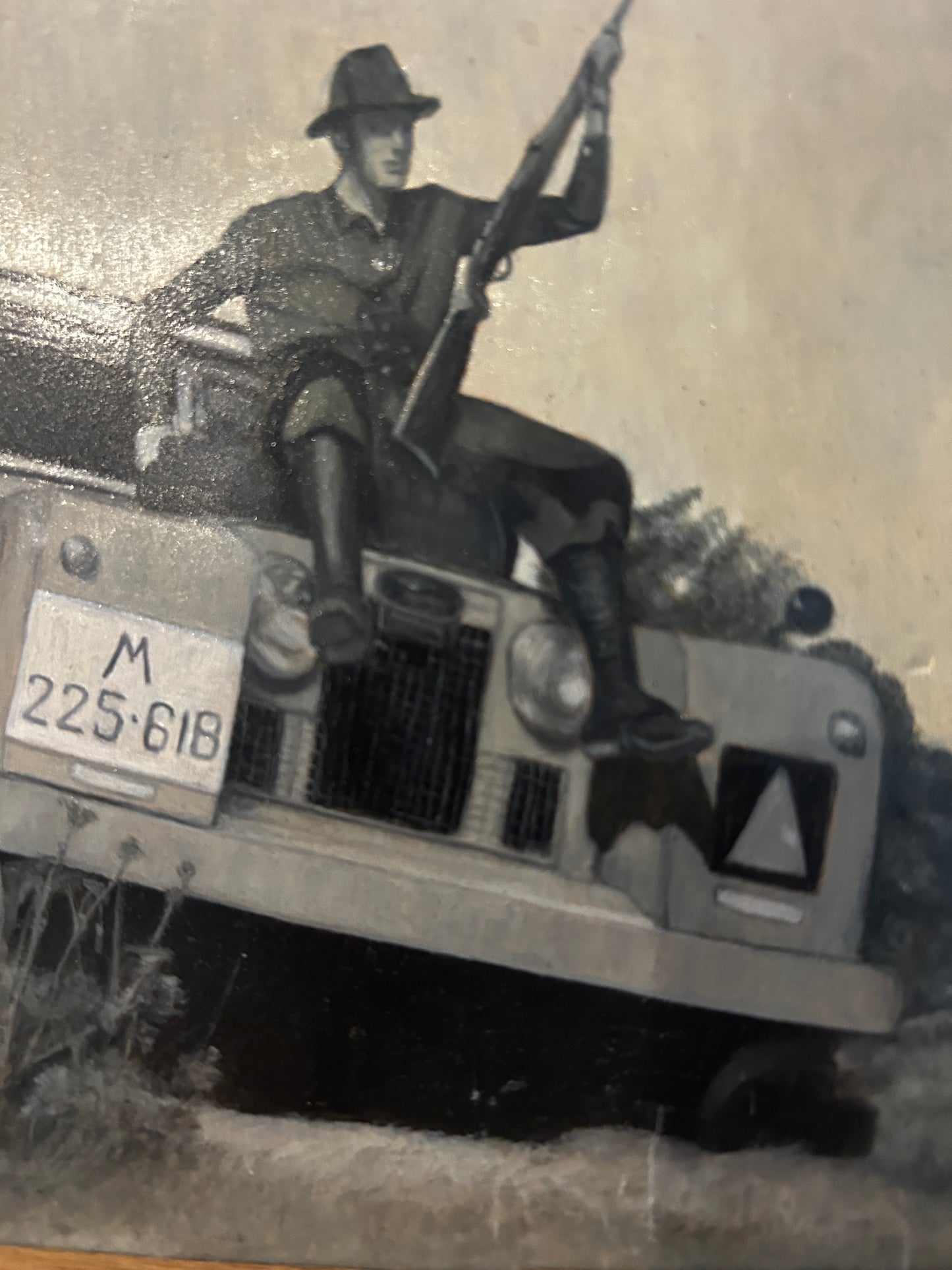 1940's Vintage Land Rover Tactical Small Oil on Board