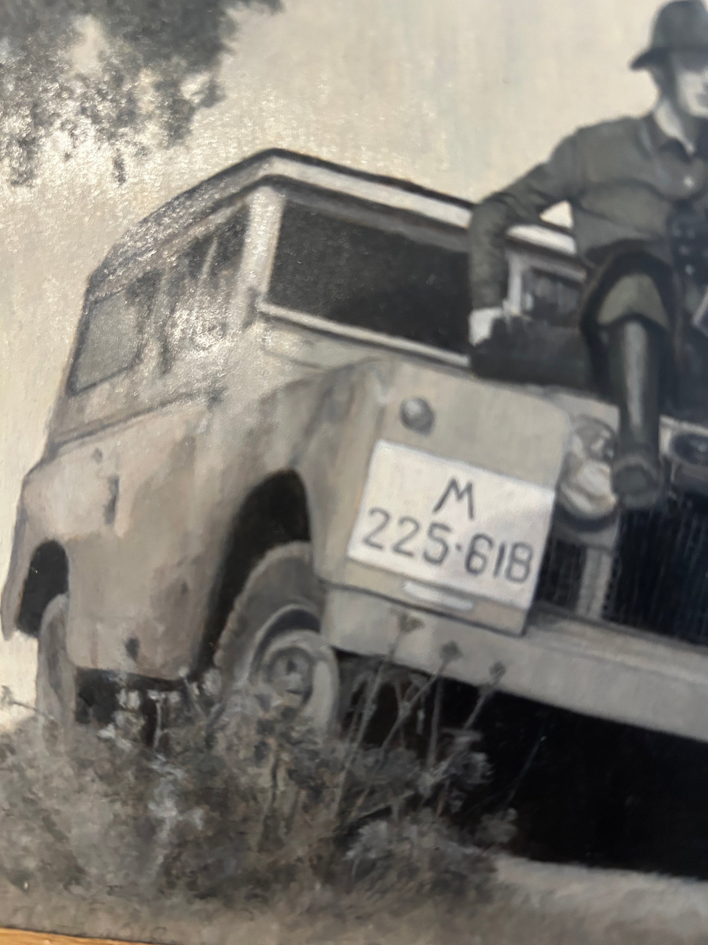 1940's Vintage Land Rover Tactical Small Oil on Board