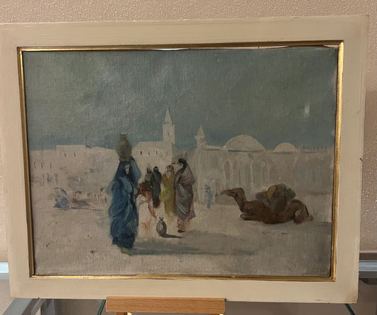Luigi Brignoli 1881 - 1952. Souk marocchino dipinto nel 1952. 