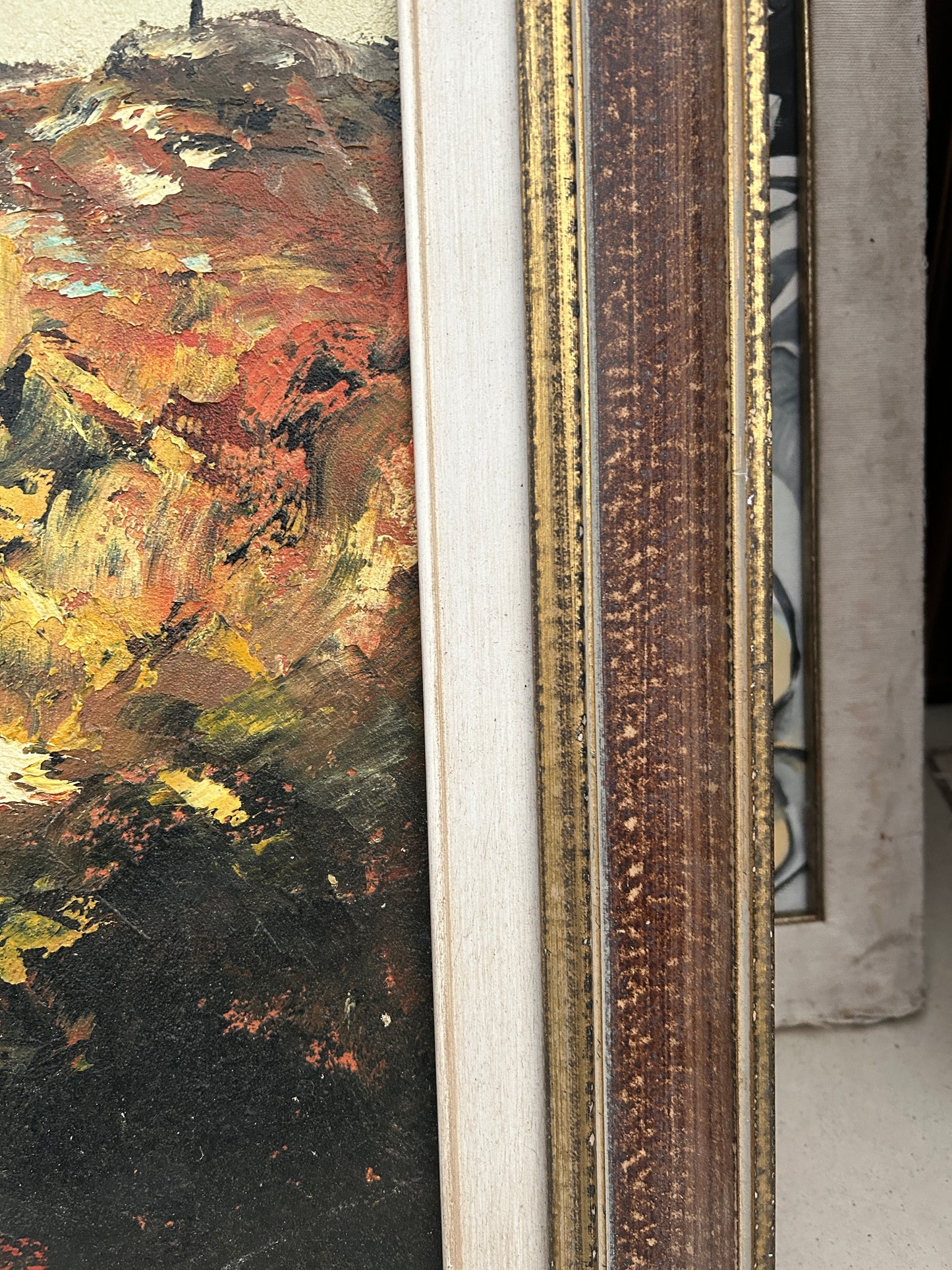 A mid century oil on canvas Italian abstract Landscape
