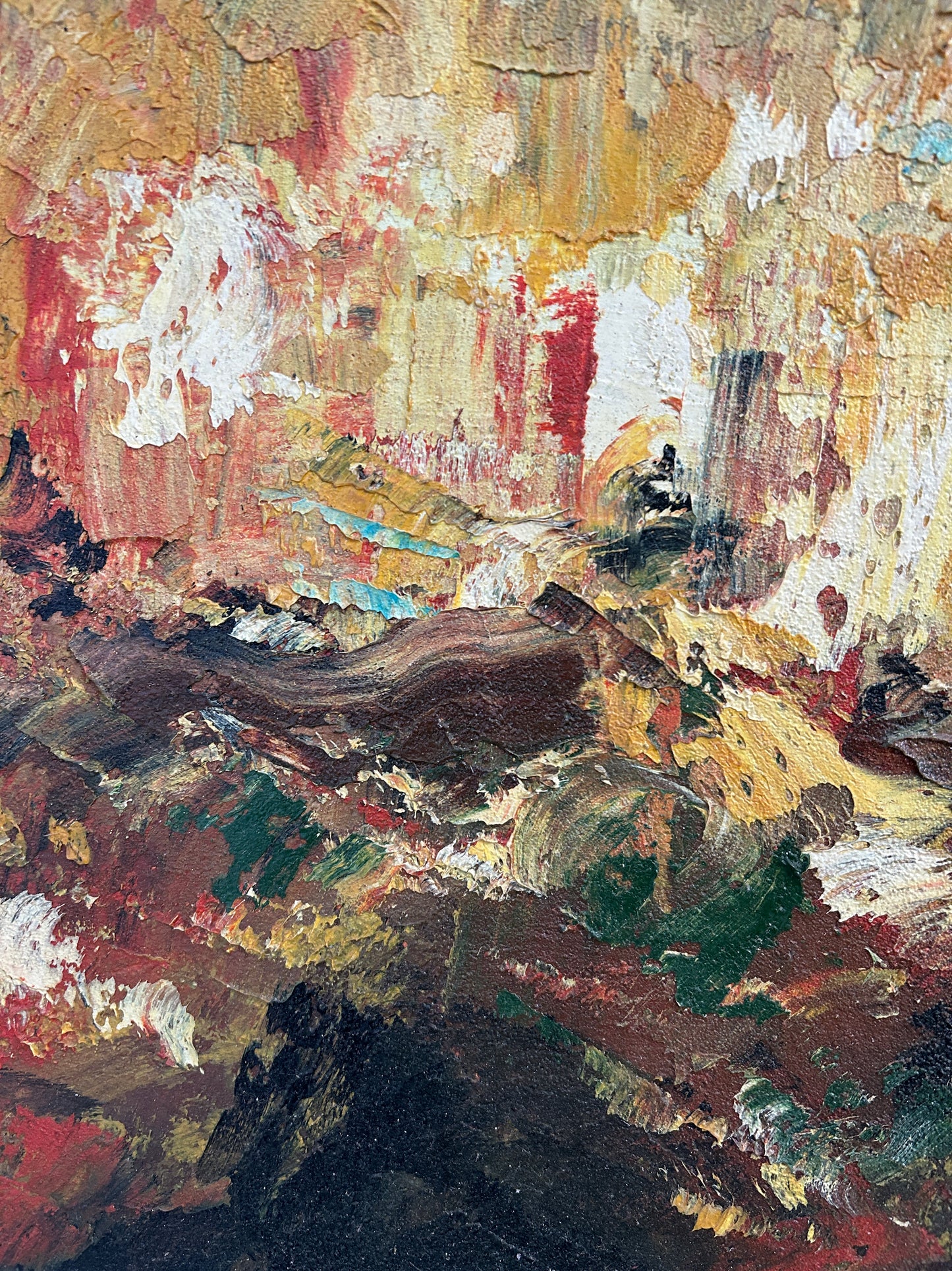A mid century oil on canvas Italian abstract Landscape