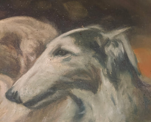 Luigi Bosio 1896 -1959. Portriat of Two Dogs 1930's Oil on Canvas