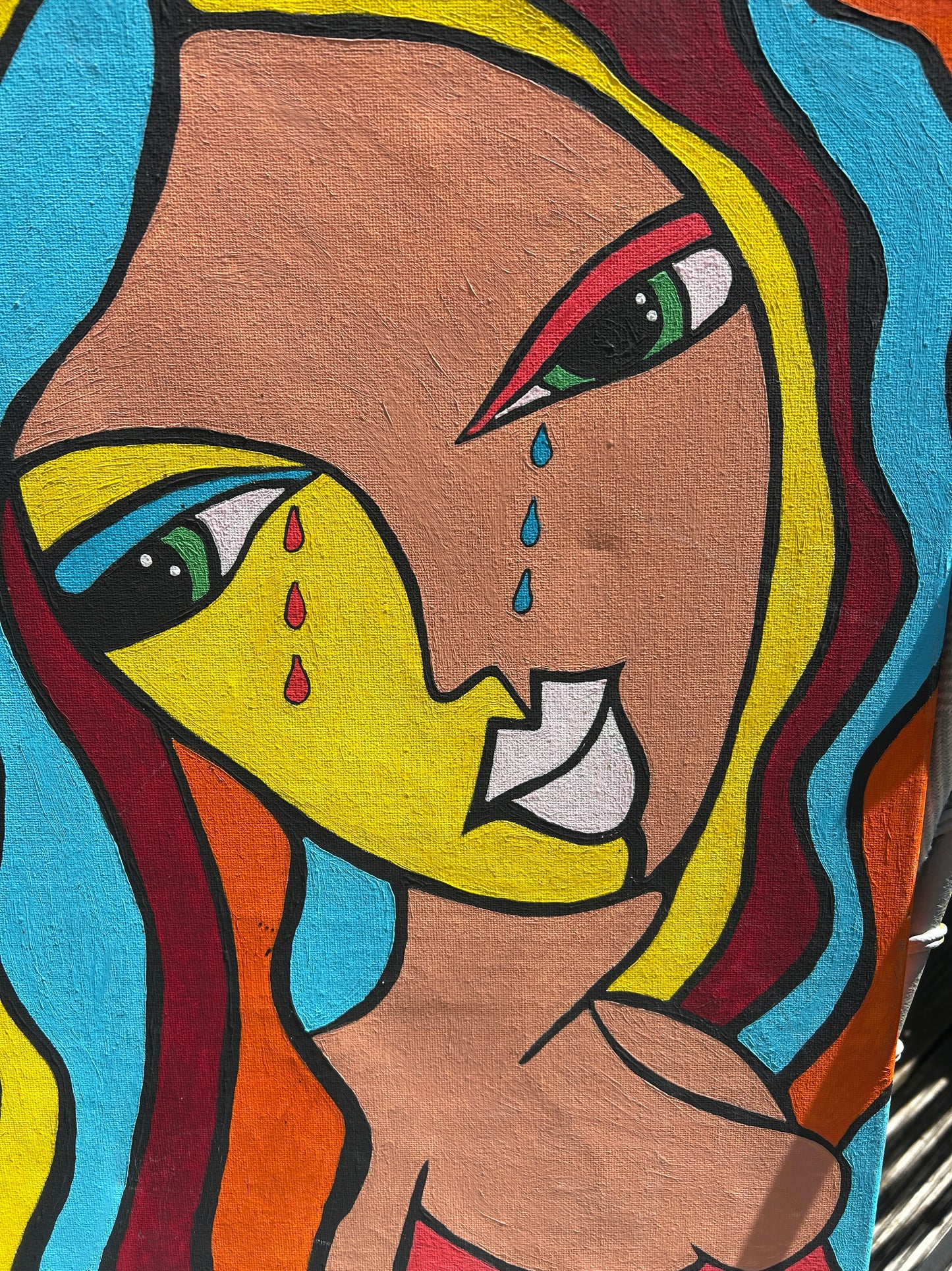 Contemporary Surrealist Female Portrait Singed Acrylic on Canvas