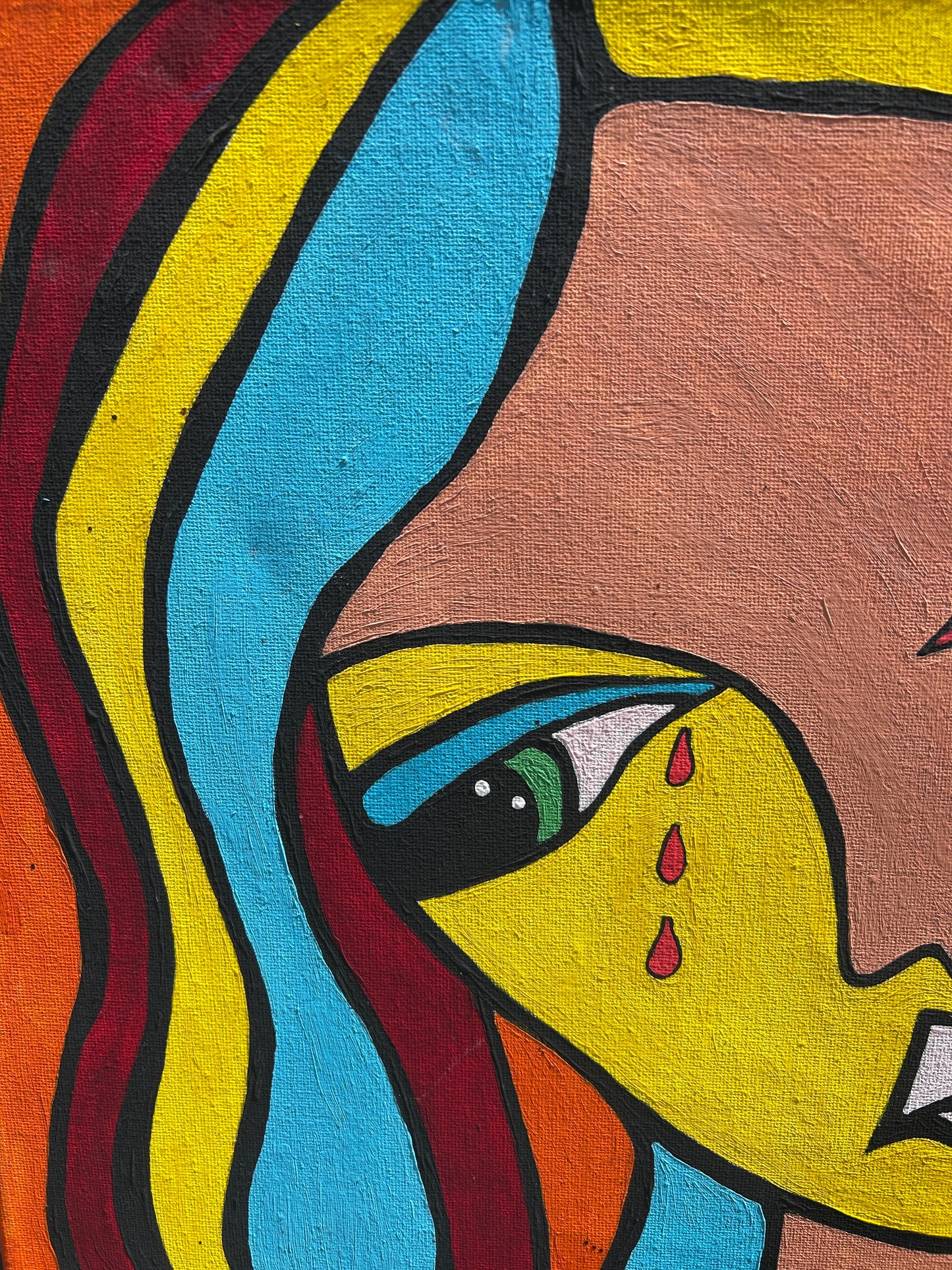 Contemporary Surrealist Female Portrait Singed Acrylic on Canvas