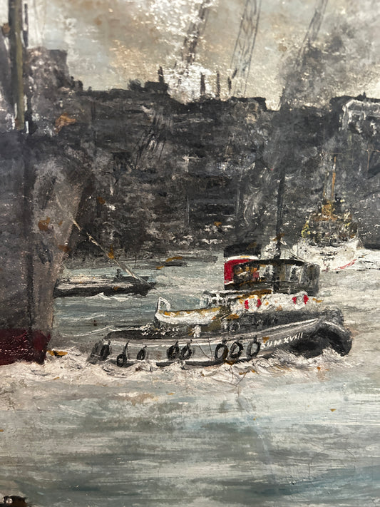 Mid century Maritime London Thames Scene