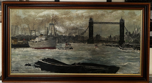 Mid century Maritime London Thames Scene
