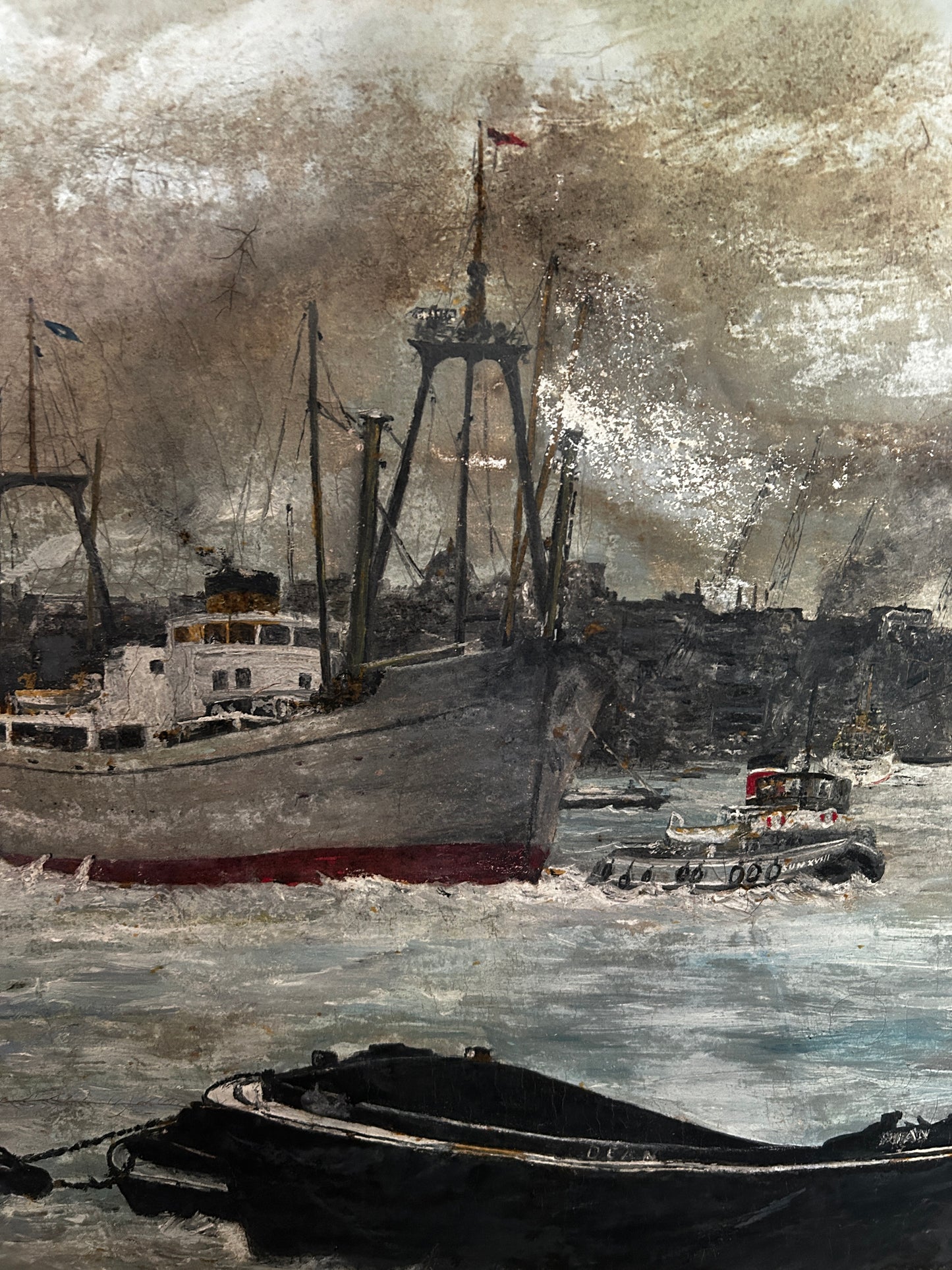 Mid century Maritime London Thames Scene