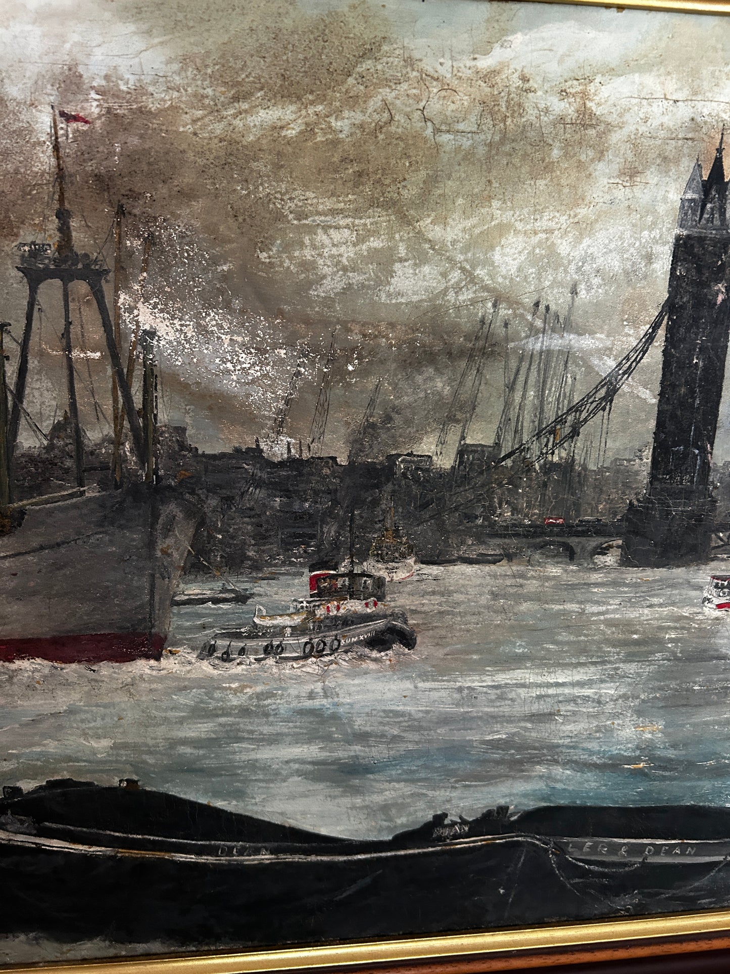 Mid century Maritime London Thames Scene