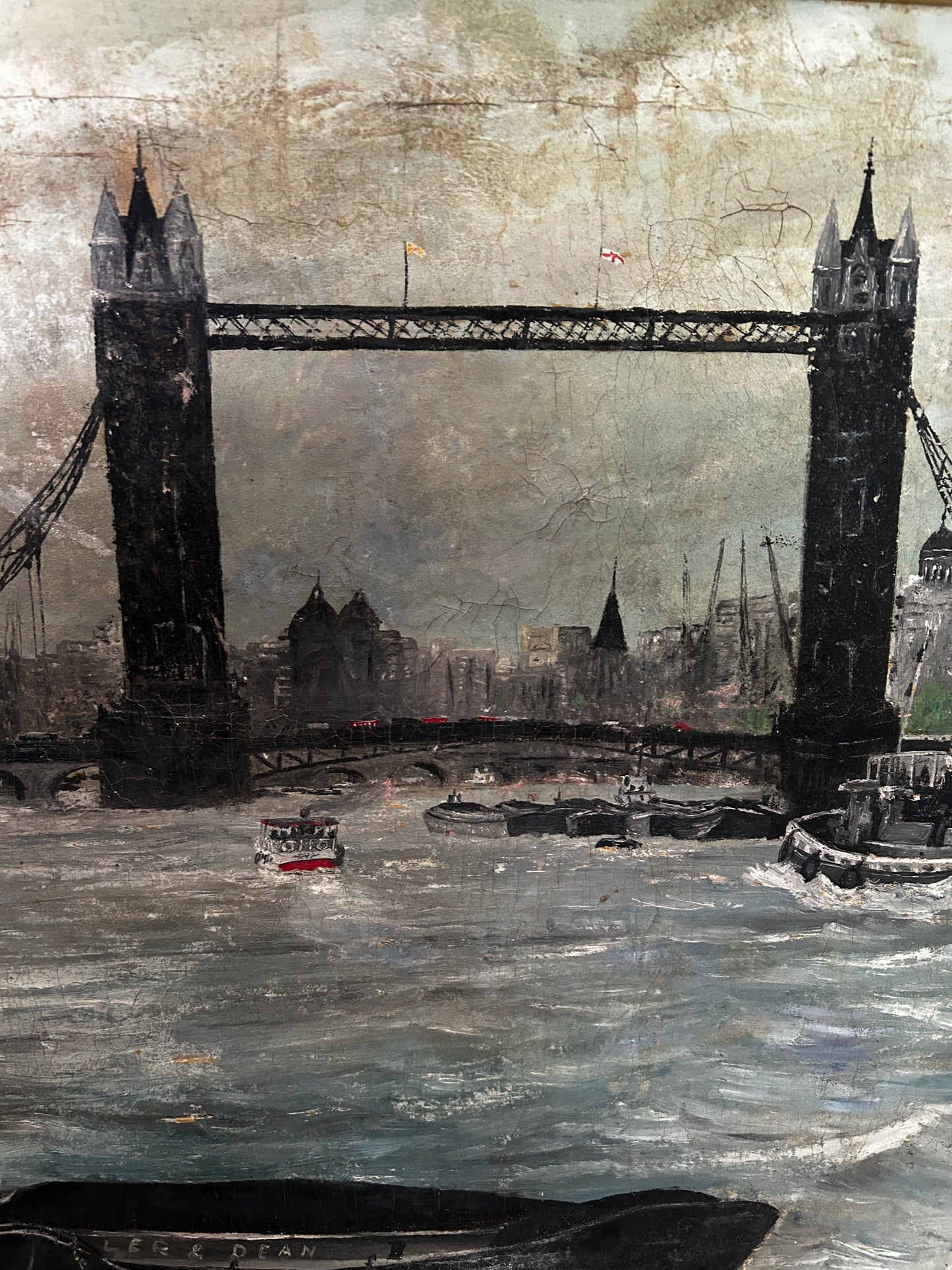 Mid century Maritime London Thames Scene
