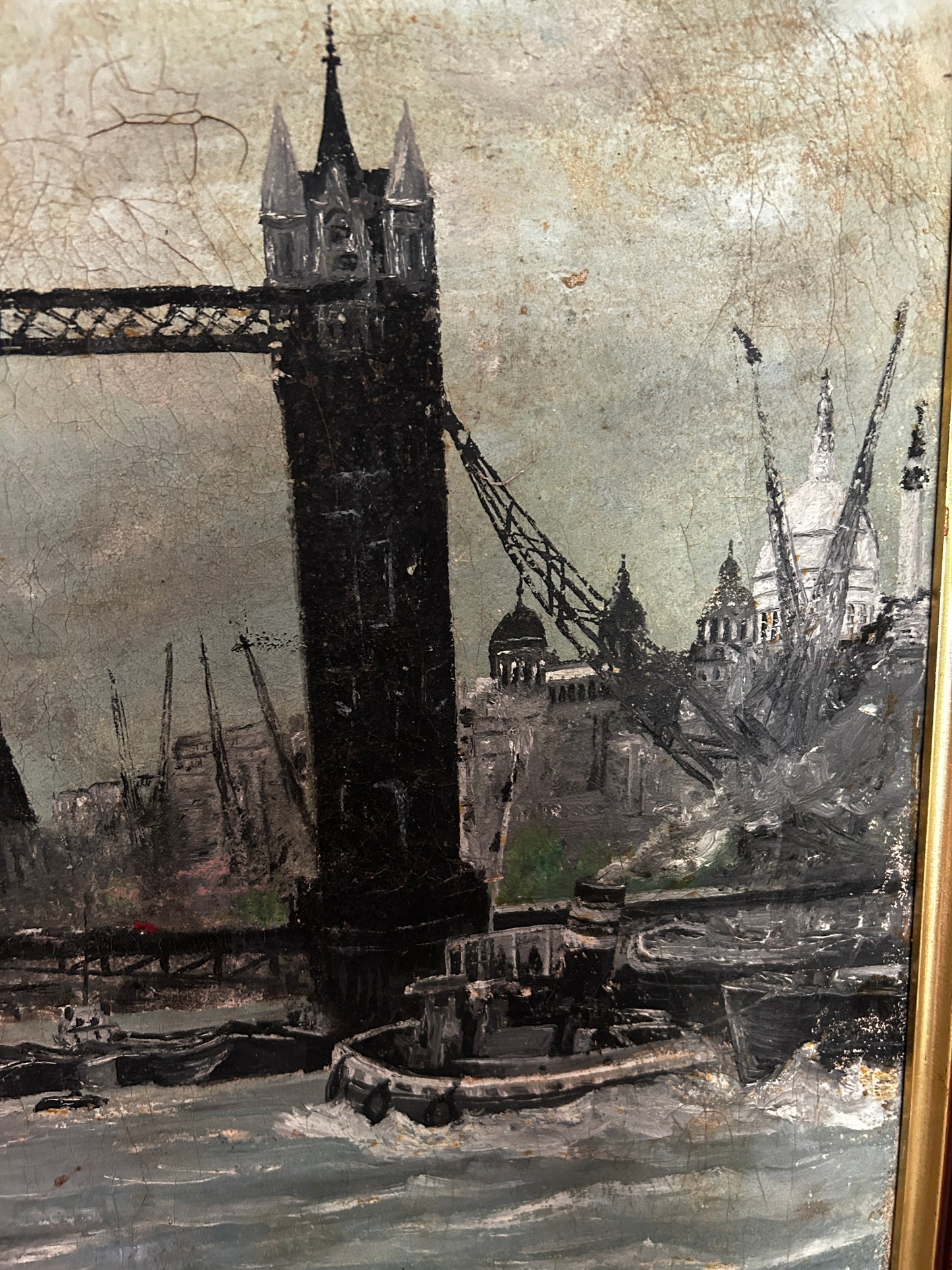 Mid century Maritime London Thames Scene