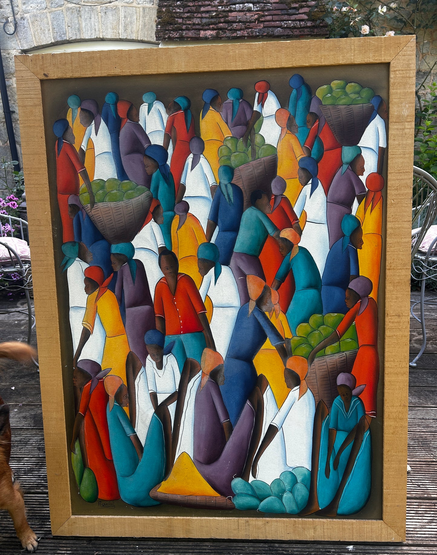 Large Oil on Canvas Caribbean School by Andre Guervil