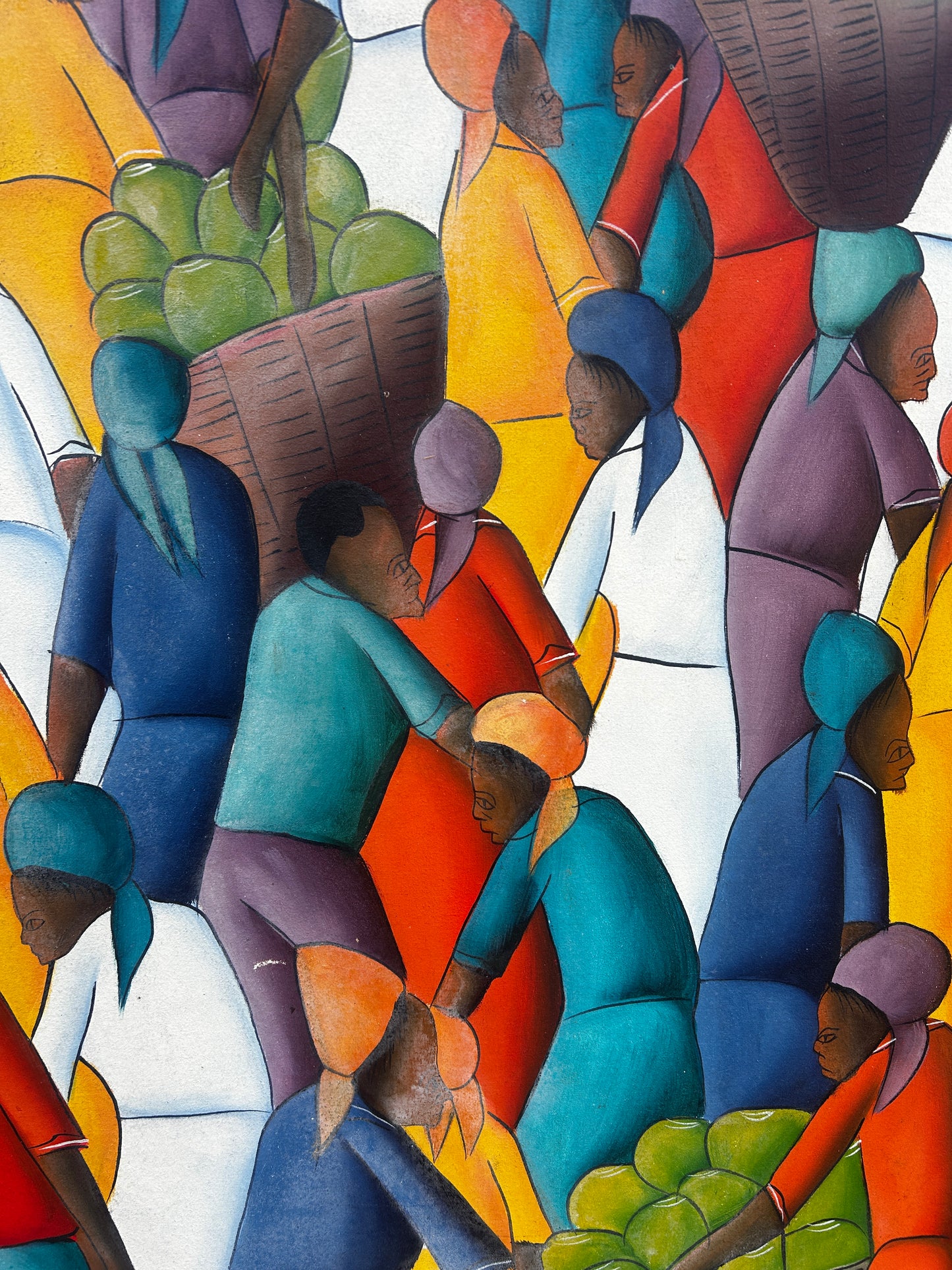 Large Oil on Canvas Caribbean School by Andre Guervil