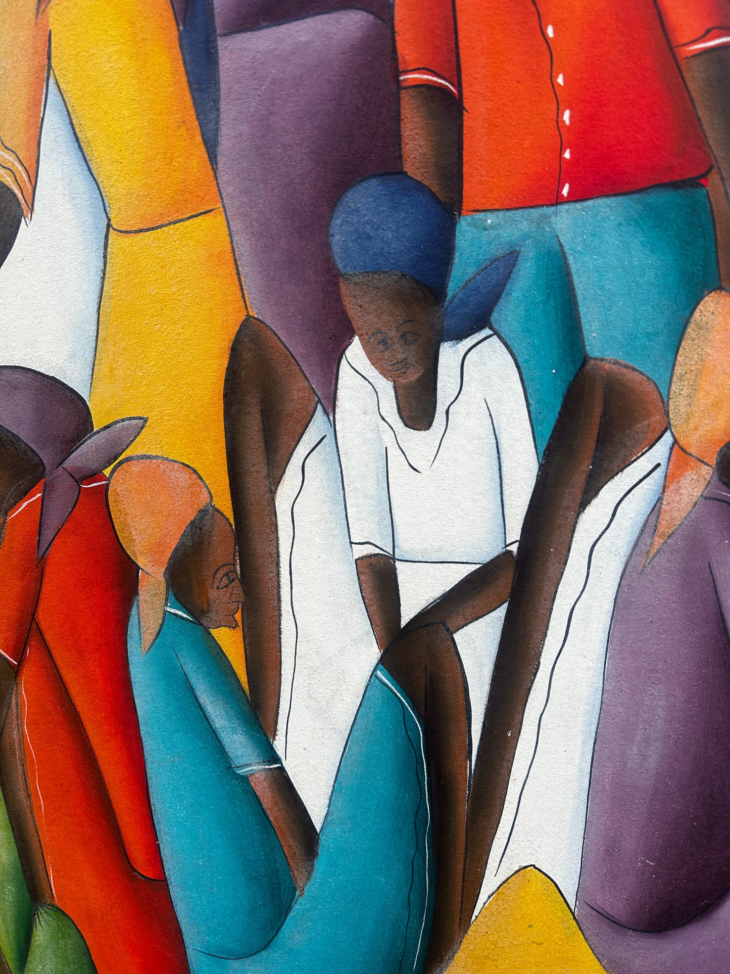 Large Oil on Canvas Caribbean School by Andre Guervil
