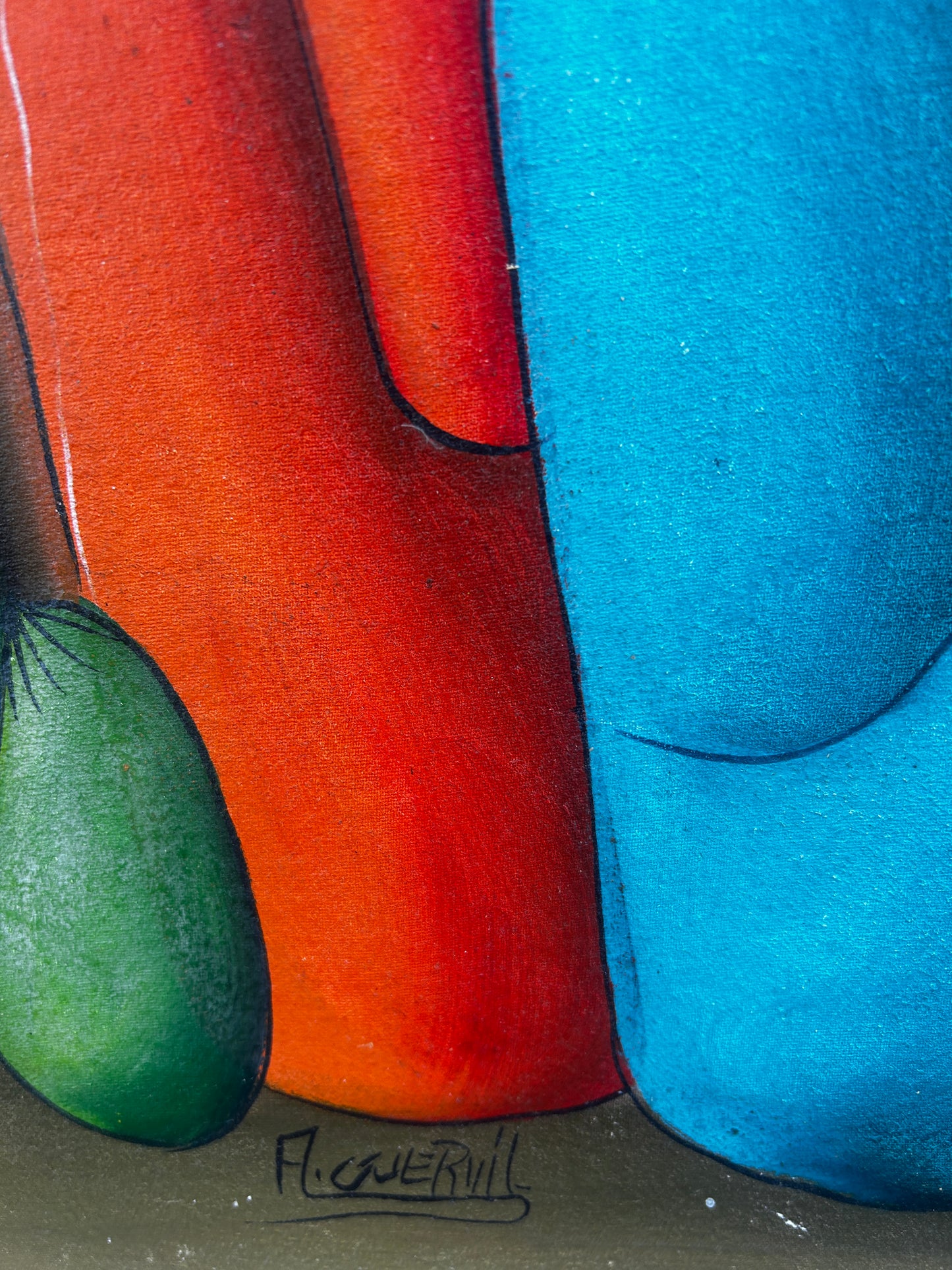 Large Oil on Canvas Caribbean School by Andre Guervil