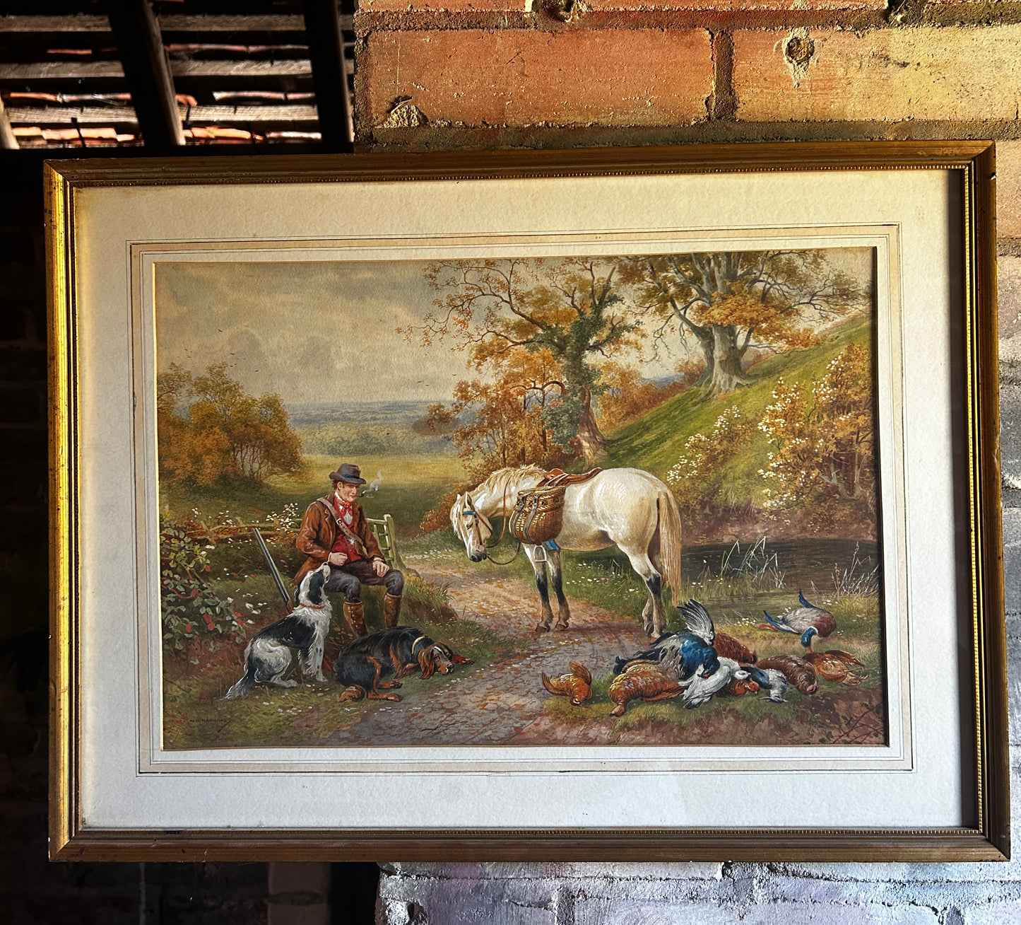 Horace Hammond (1842-1926) Orginal Watercolour Pheasant Shoot Scene