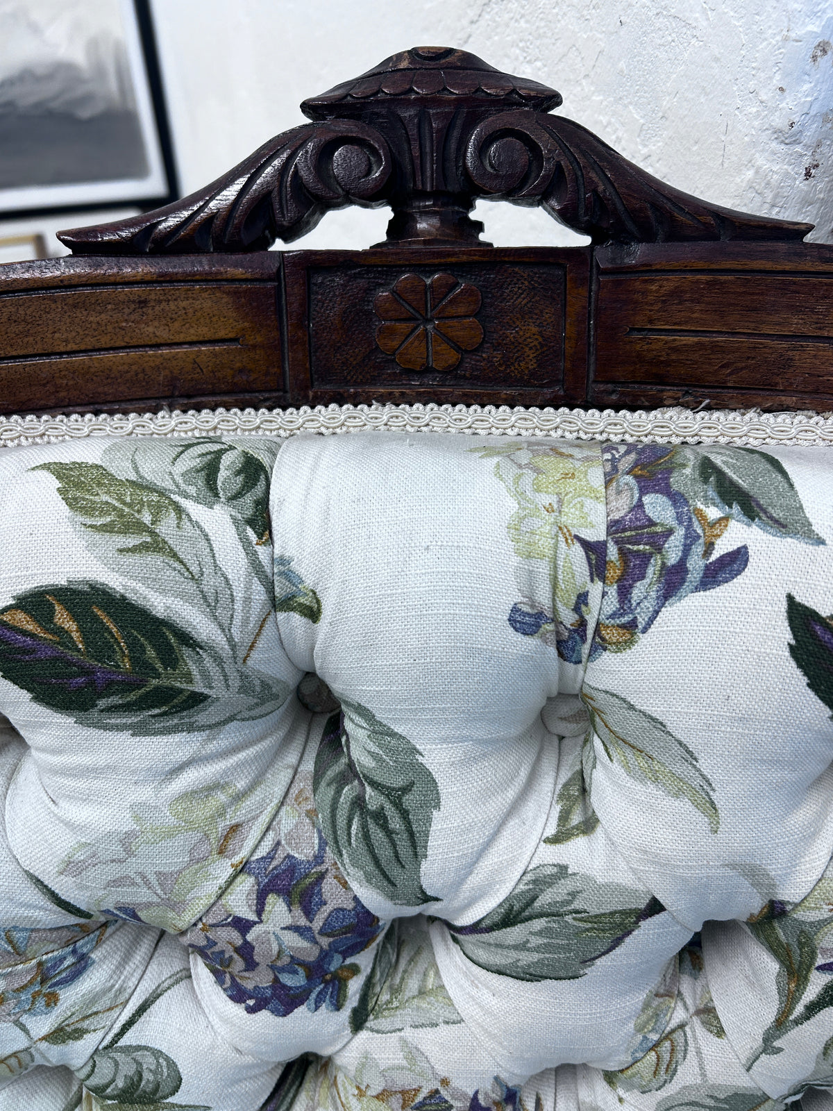 Victorian Upholstered Chair with Vintage Laura Ashley Fabric