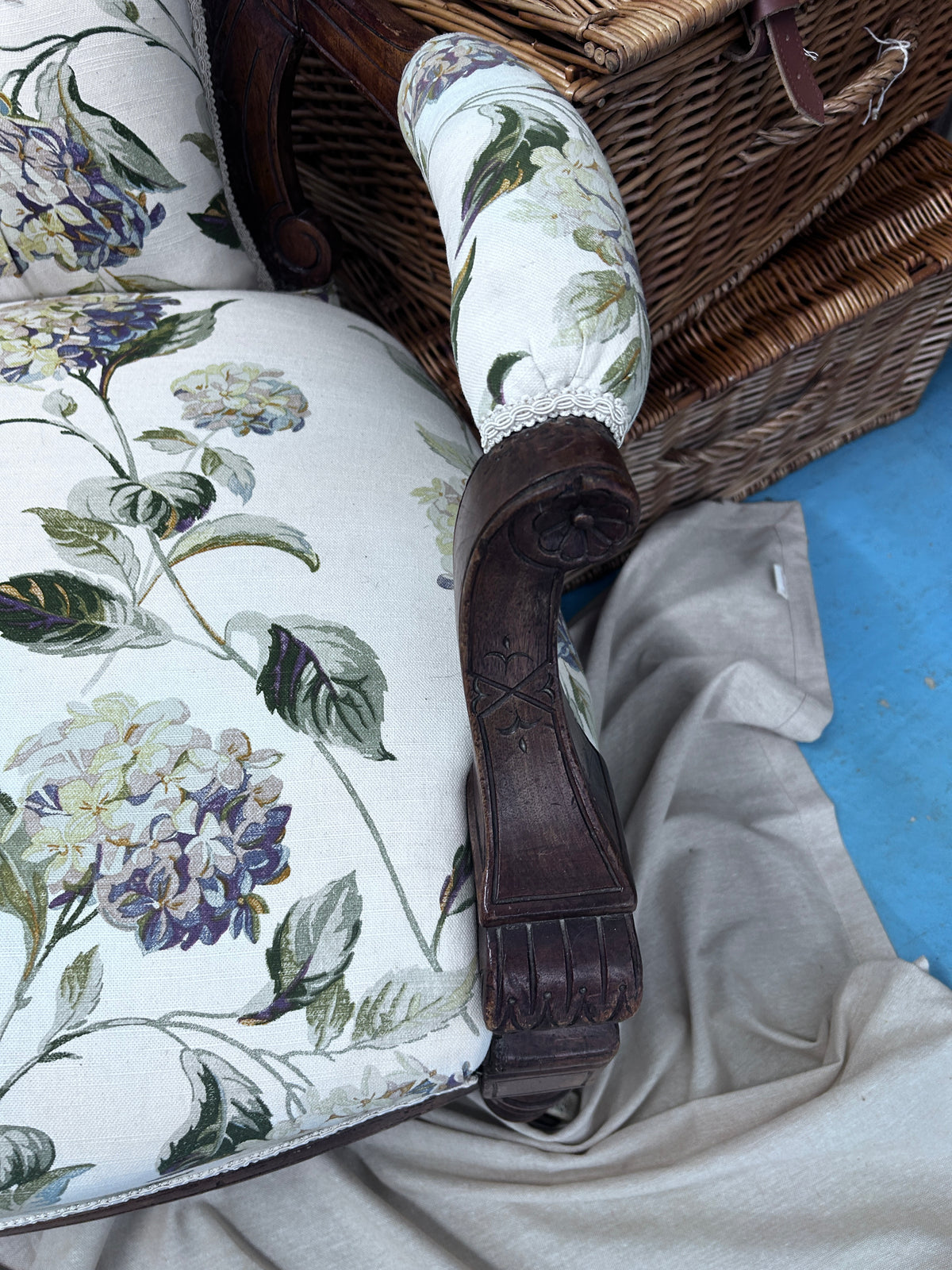 Victorian Upholstered Chair with Vintage Laura Ashley Fabric