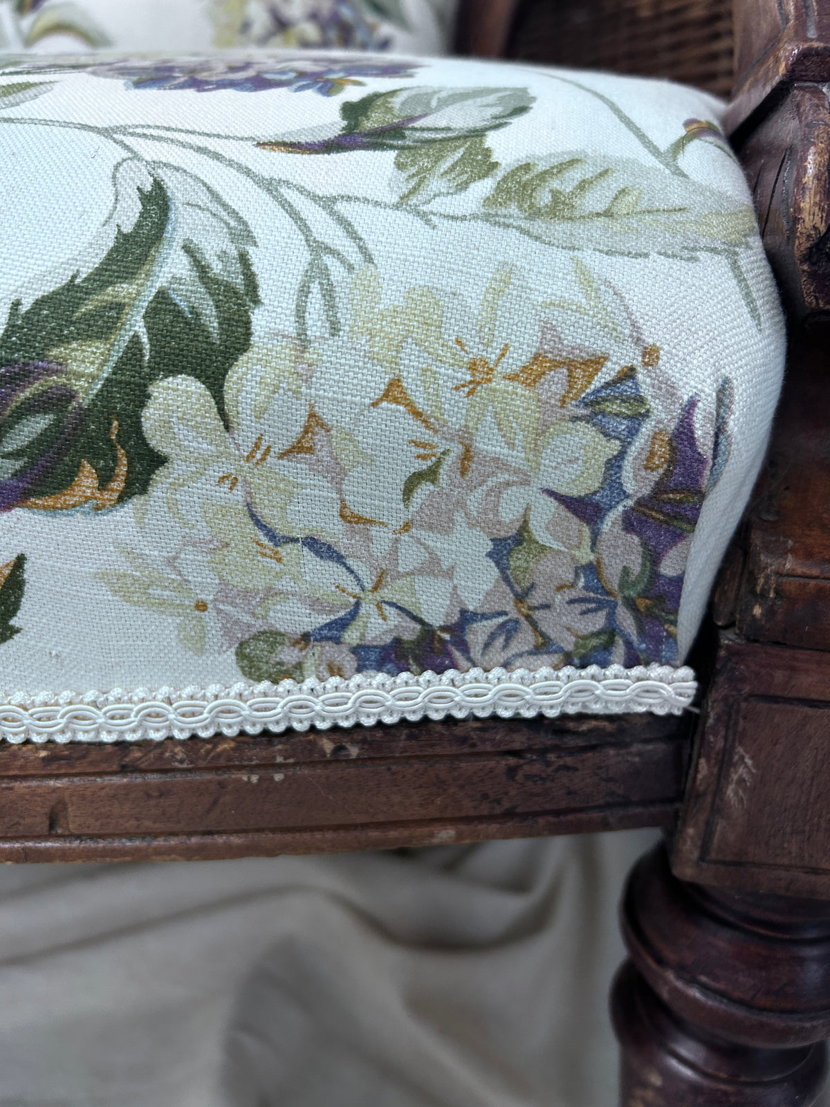 Victorian Upholstered Chair with Vintage Laura Ashley Fabric
