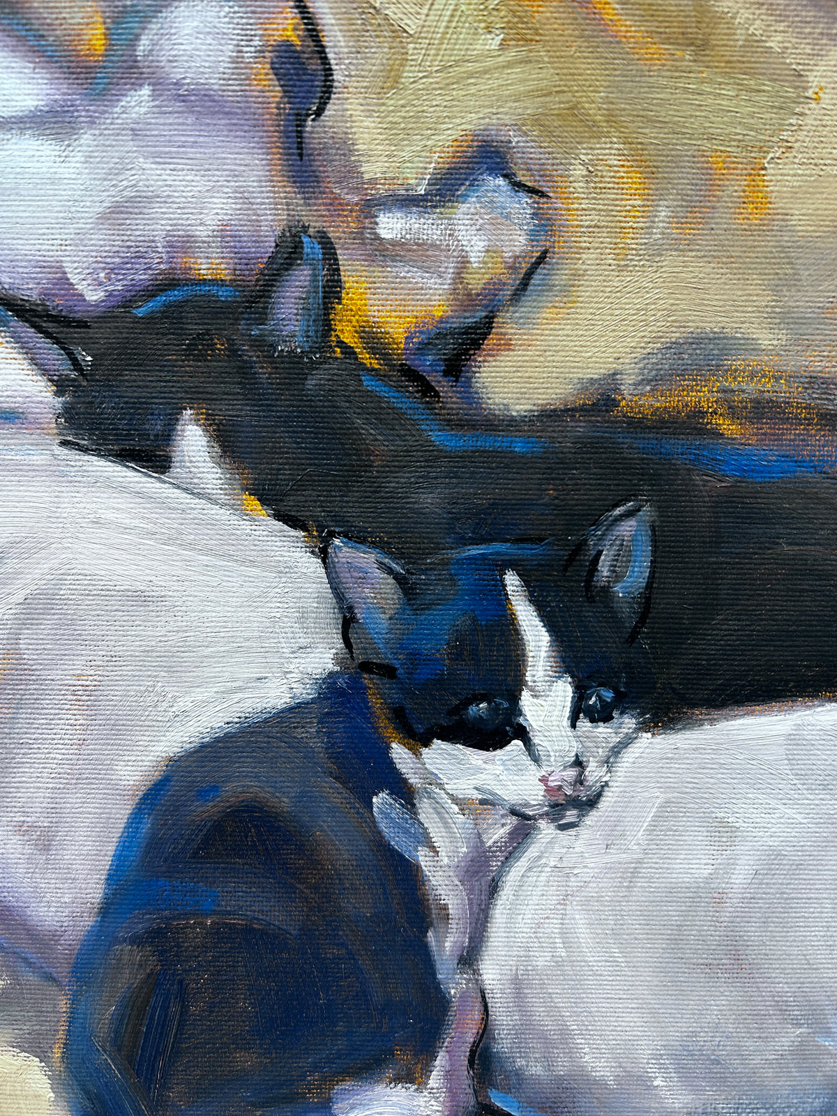 Original Oil Painting by Malcolm Coward Cat and Kittens