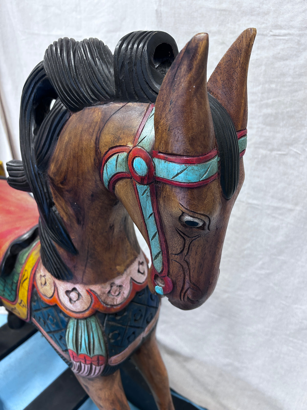 Vintage Carved Wood Middle Eastern Rocking Horse