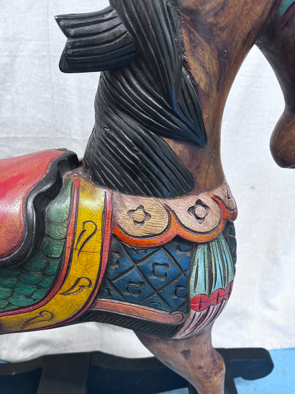 Vintage Carved Wood Middle Eastern Rocking Horse