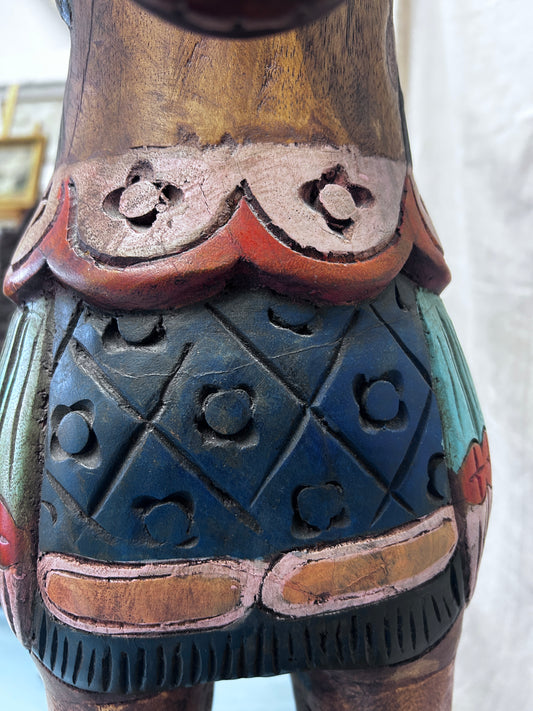 Vintage Carved Wood Middle Eastern Rocking Horse