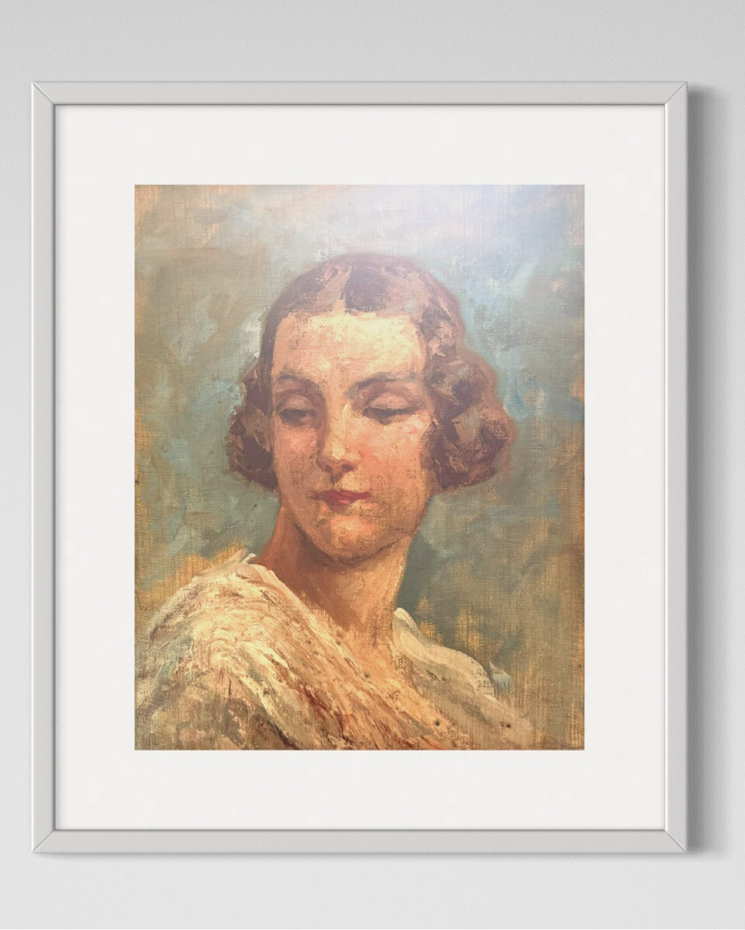 Circa 1930’s Oil  Portrait Sketch of a Beautiful Woman