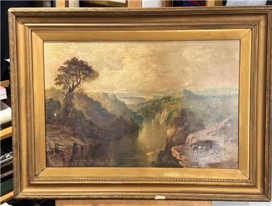 JAMES ISAIAH LEWIS 1861 - 1934 OIL ON LARGE SIZE CANVAS WYNDCLIFFE ON WYE RIVER C1900