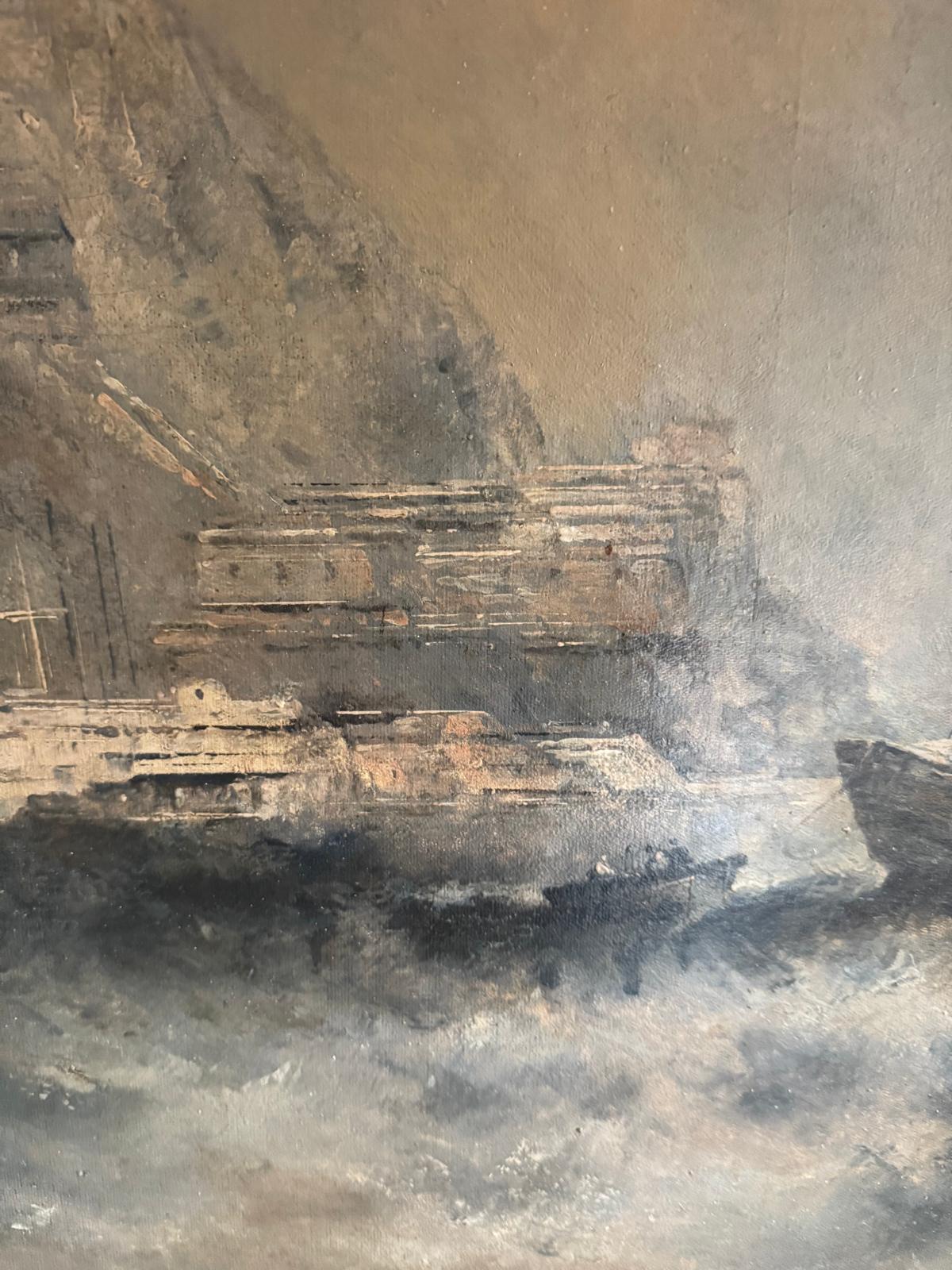 William McAlpine 1840-1880 Oil on Canvas Nautical Scene Possibly Hong Kong