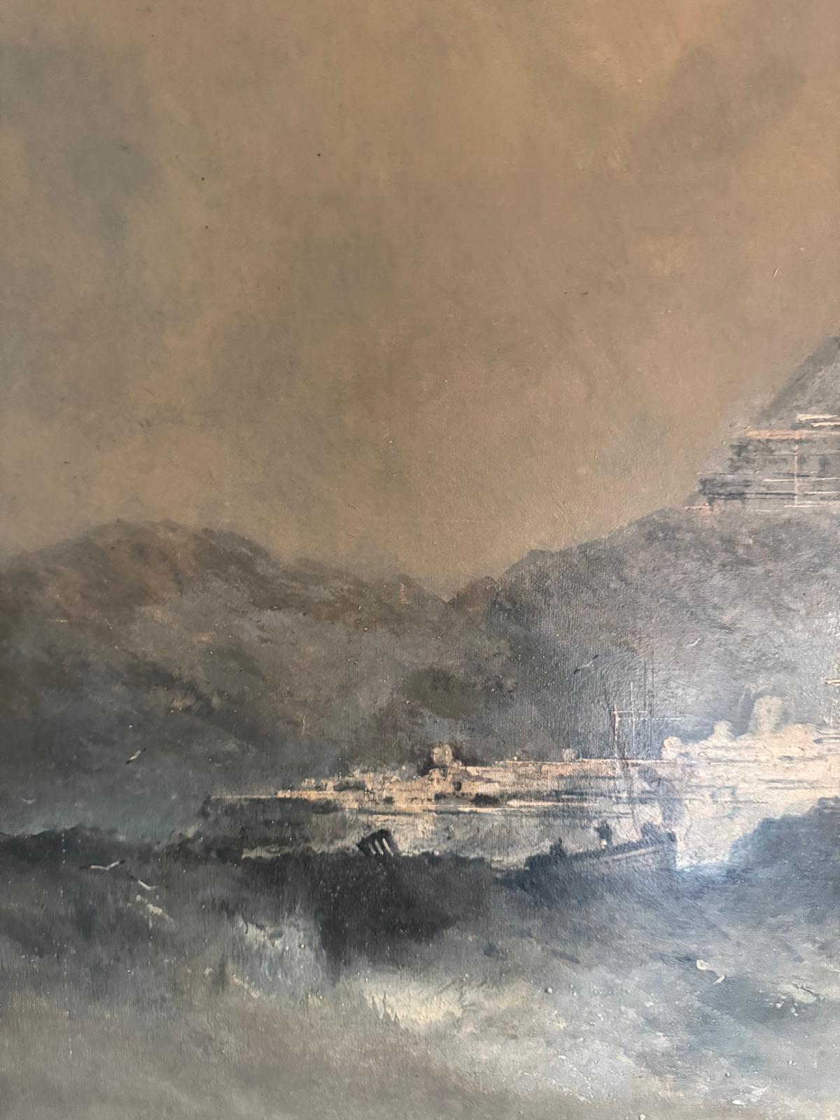 William McAlpine 1840-1880 Oil on Canvas Nautical Scene Possibly Hong Kong