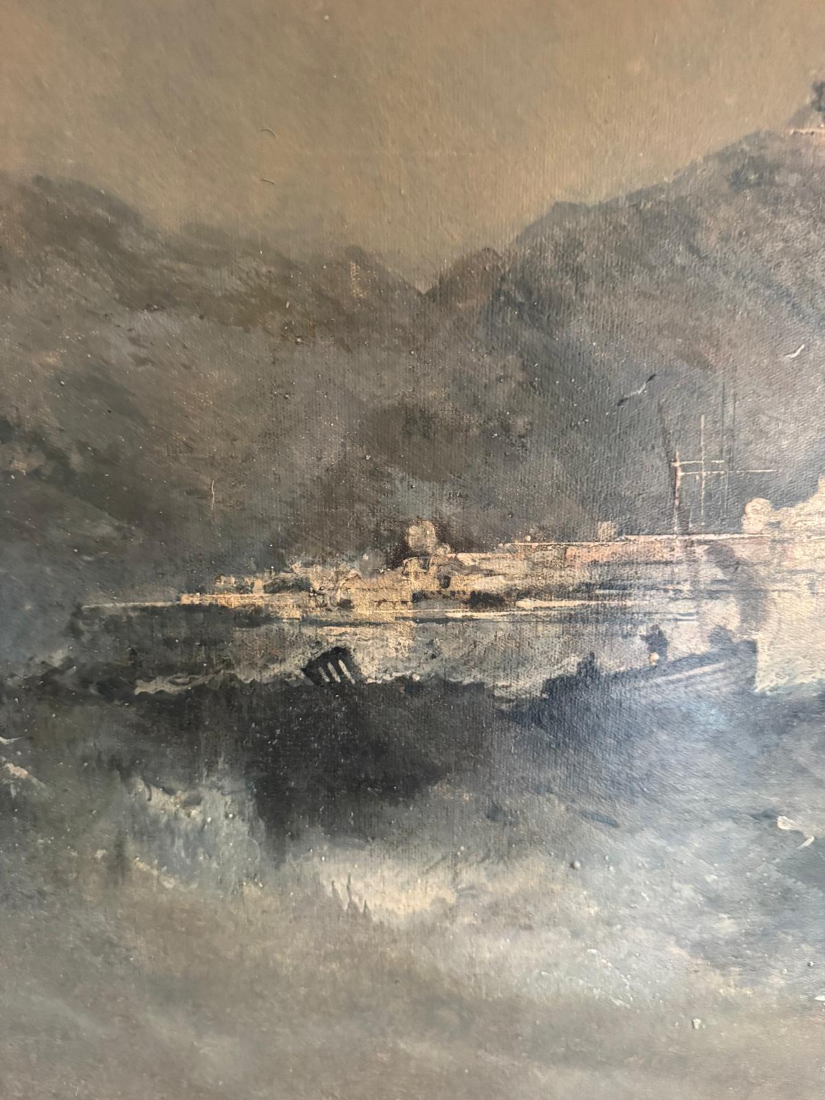 William McAlpine 1840-1880 Oil on Canvas Nautical Scene Possibly Hong Kong