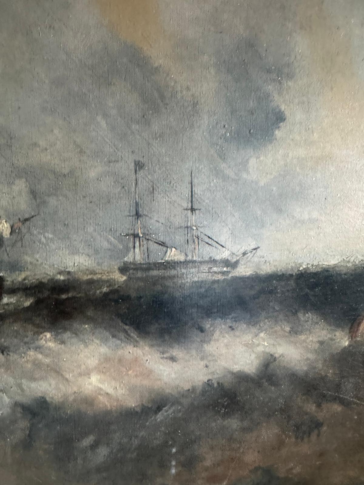 William McAlpine 1840-1880 Oil on Canvas Nautical Scene Possibly Hong Kong